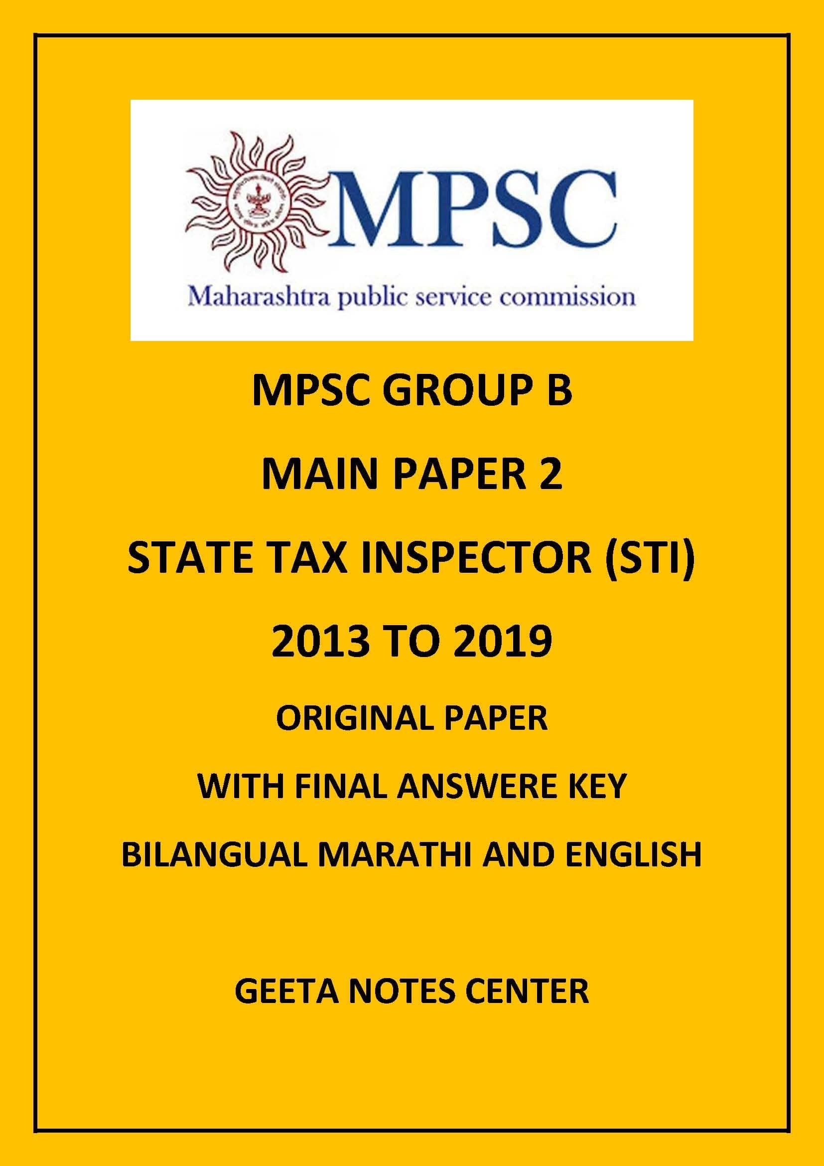 GENERIC MPSC GROUP B STI MAIN PAPER 2