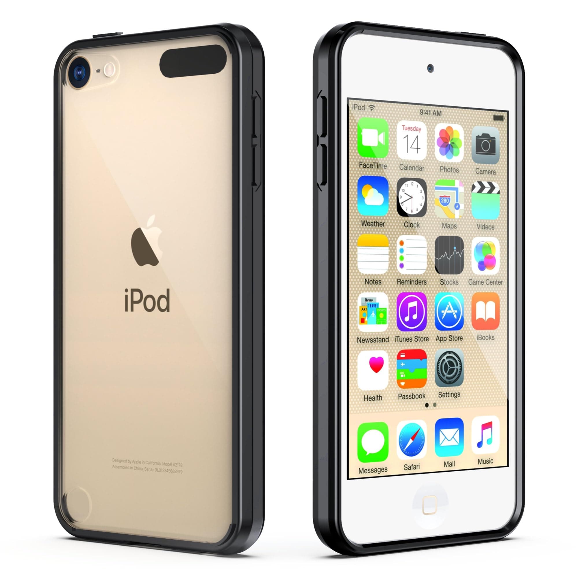 iPod Touch 6 Case,iPod Touch 5 Case, Clear Slim Hybrid Premium Clear Bumper TPU/Scratch Resistant Hard PC Back Cover/Corner Shock Absorption Case for Apple iPod Touch 5 6th Gen_Black