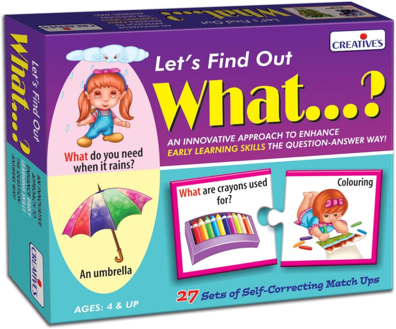 Creative's WH Series | Let's Find Out- What? | Question - Answer Puzzles | Learning Games for Kids | Self-Correcting Match Ups | Picture Puzzle Game | Preschool Learning | Ages 4 & Up