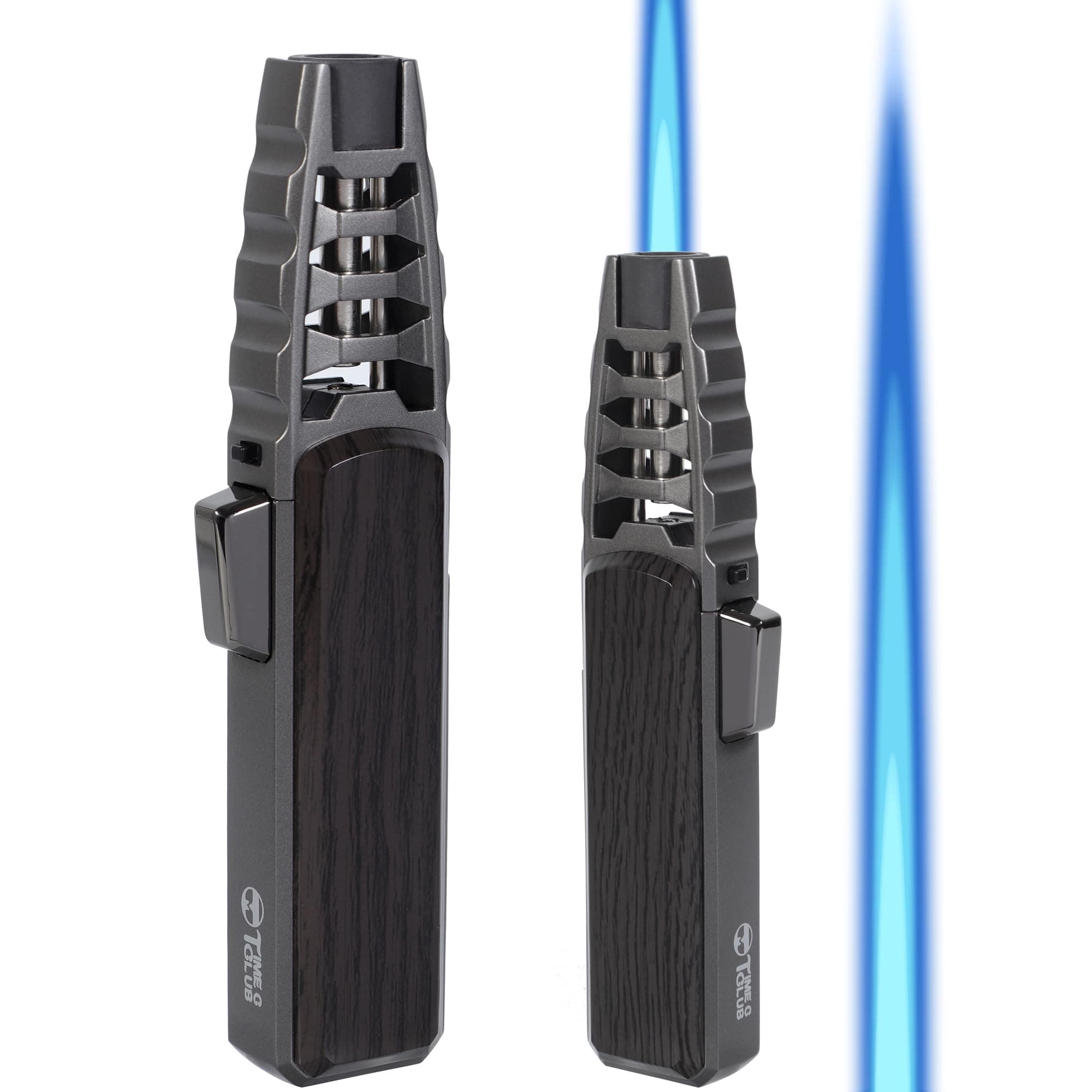 Butane Torch Lighter, Refillable Kitchen Cooking Torch Windproof Adjustable Flame Solar Beam Torch Blow Torch with Safety Lock for Baking Creme Brulee (Butane Gas Not Included) (Dark Gray)