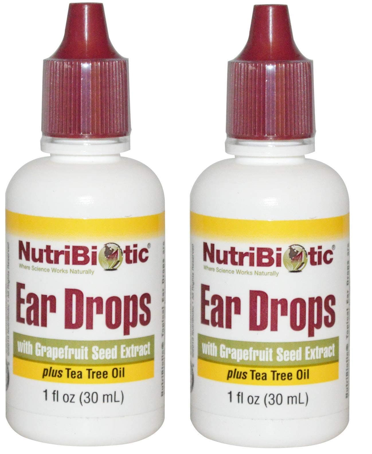 NutriBiotic Ear Drops with Grapefruit Seed Extract and Tea Tree Oil (Pack of 2), 1 Oz Each