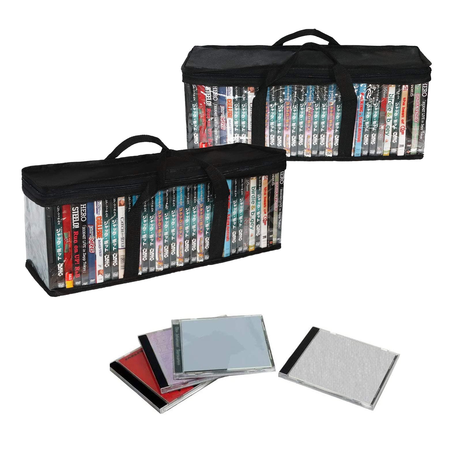 SILD Home Media Case Organizer - Stackable Black DVD Holders for BluRay, Movies, PS4 Games (2 Pack, Holds 80 DVDs)