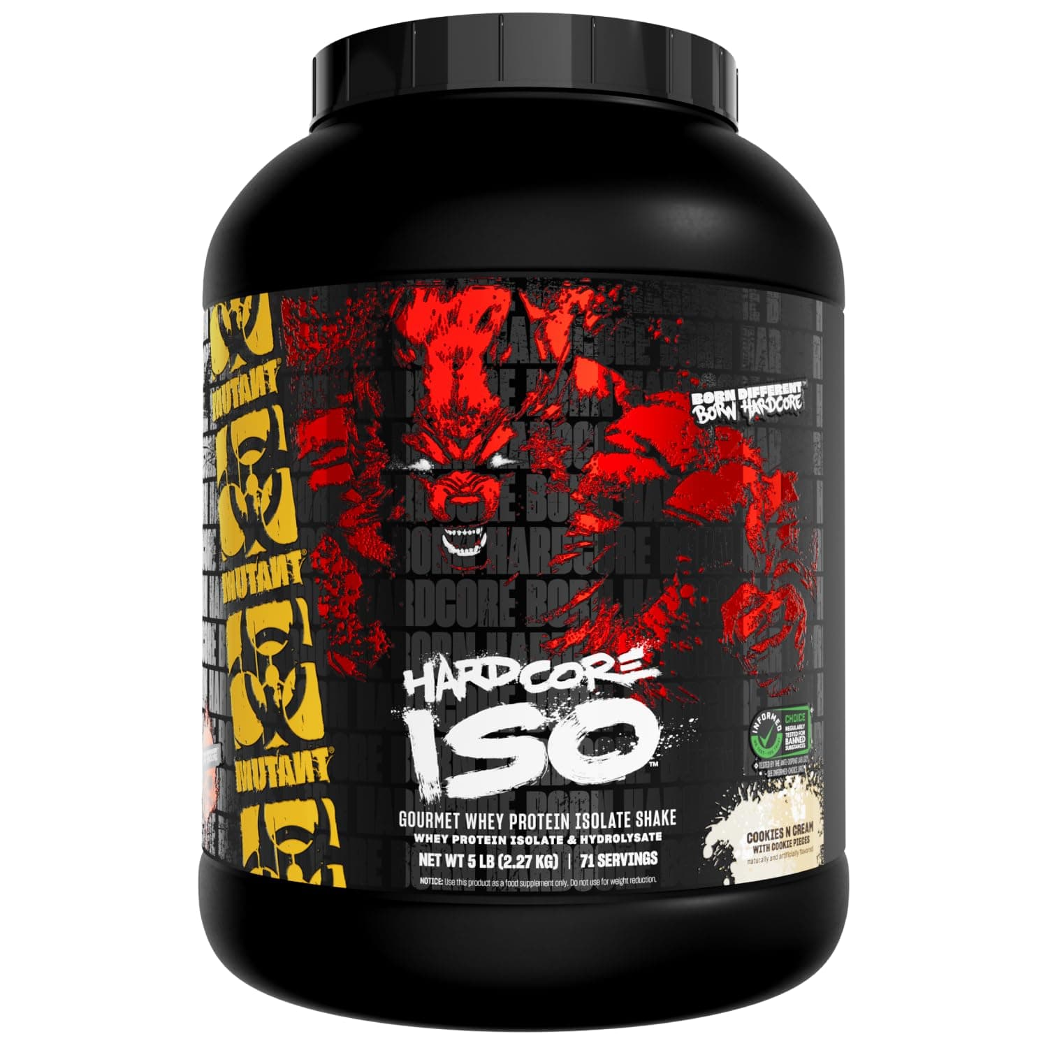Mutant Hardcore ISO Whey Protein Isolate Powder Acts Fast to Help Recover, Build Muscle, Bulk and Strength, 5 lb - Cookies & Cream