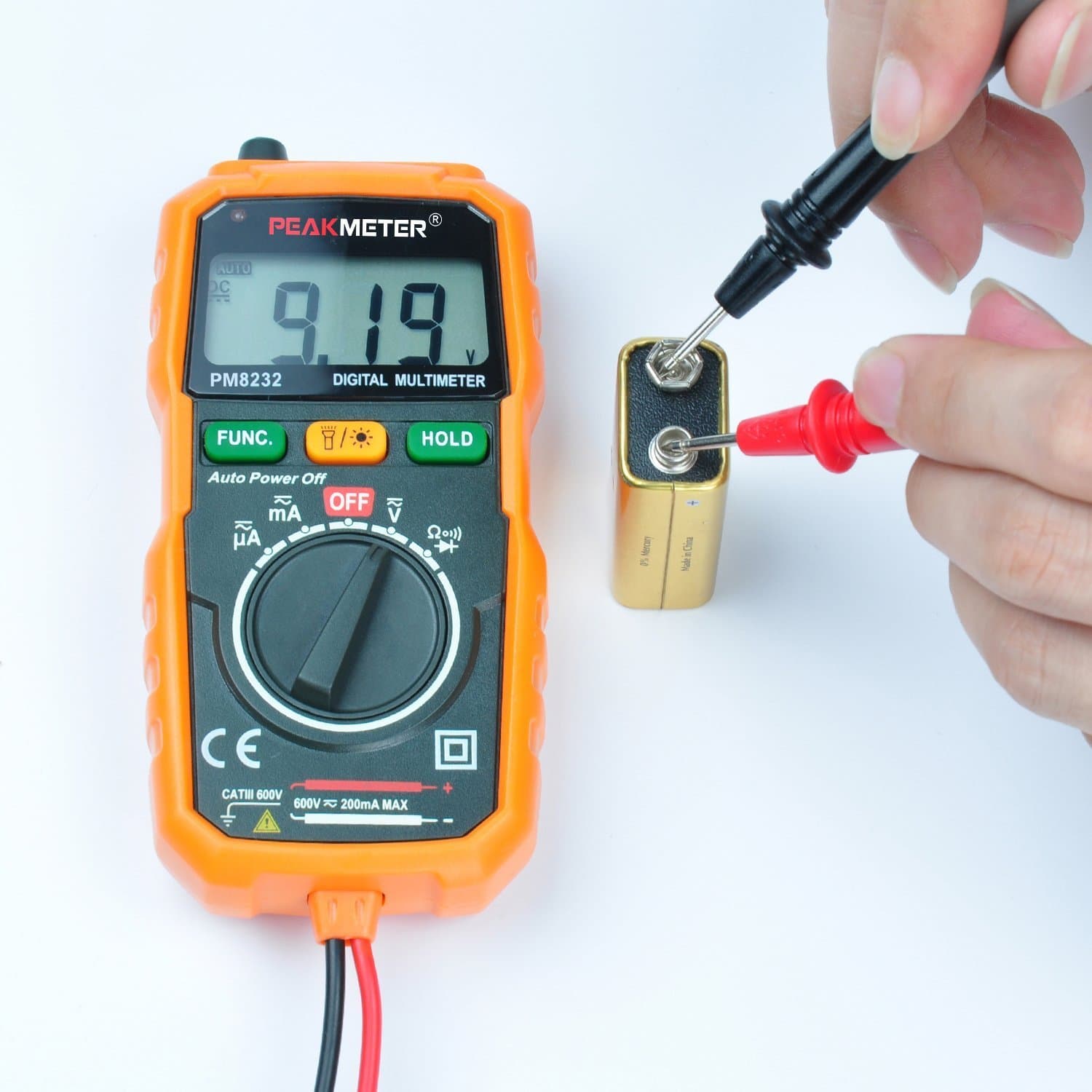Digital Multimeter， PEAKMETER PM8232 Mini Auto Ranging Digital Multimeter Smart DMM Resistance Test Meter Measure AC/DC Voltage Tester with Test Leads