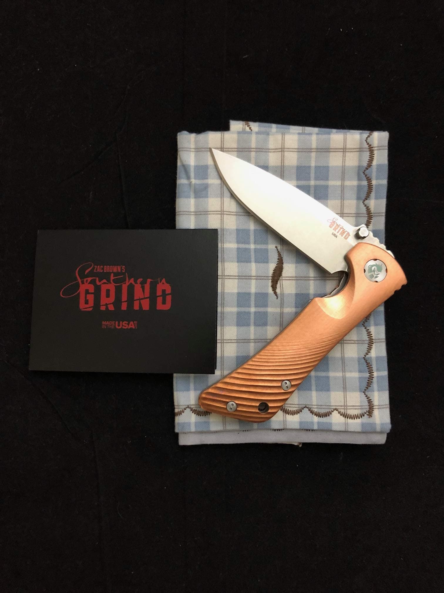BLUE RIDGESG Spider Monkey Drop Point Satin w/Copper Handle