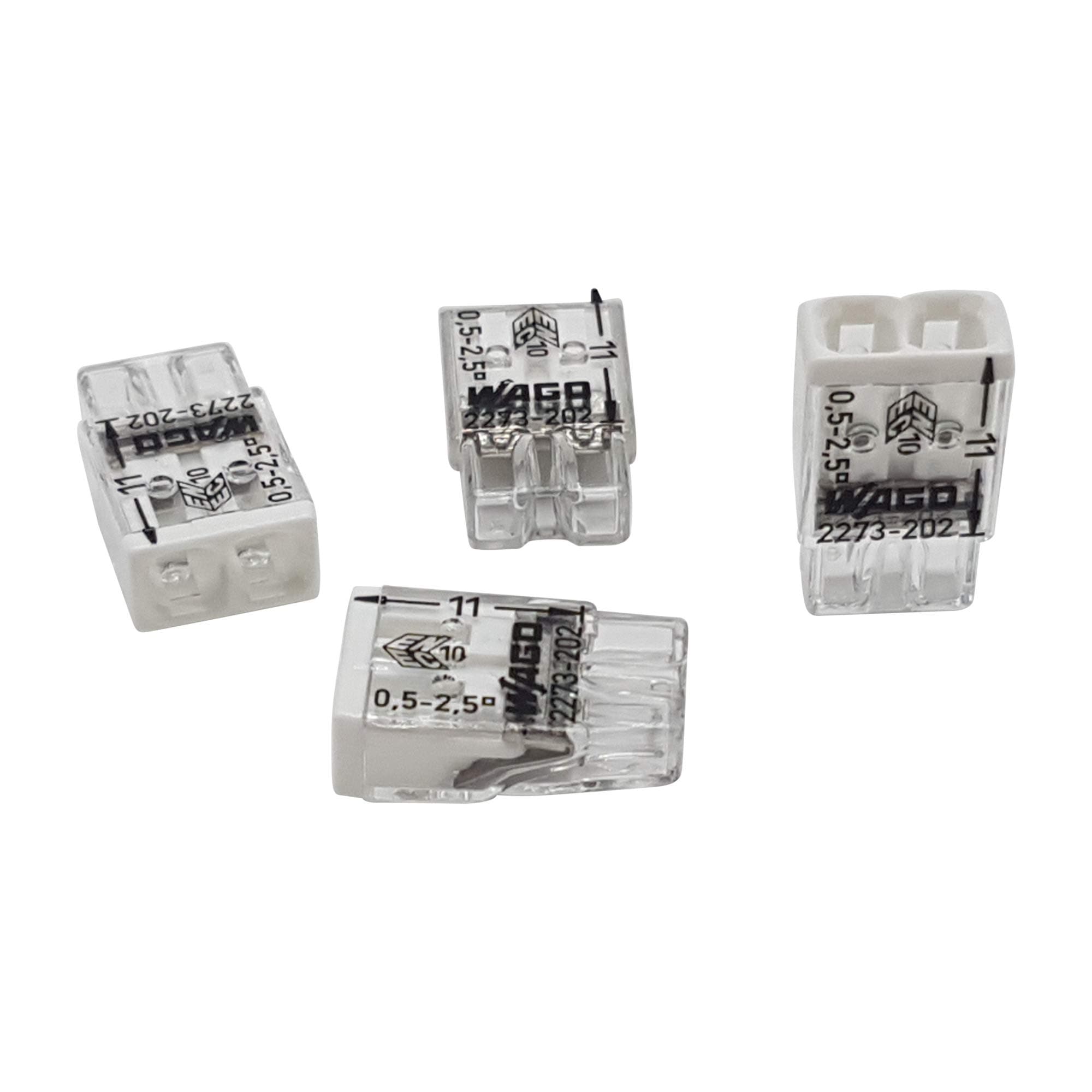 2273-202 Compact Junction Box Terminal Diameter 0.5 - 2.5 mm² 2-Pin Transparent / White Pack of 20