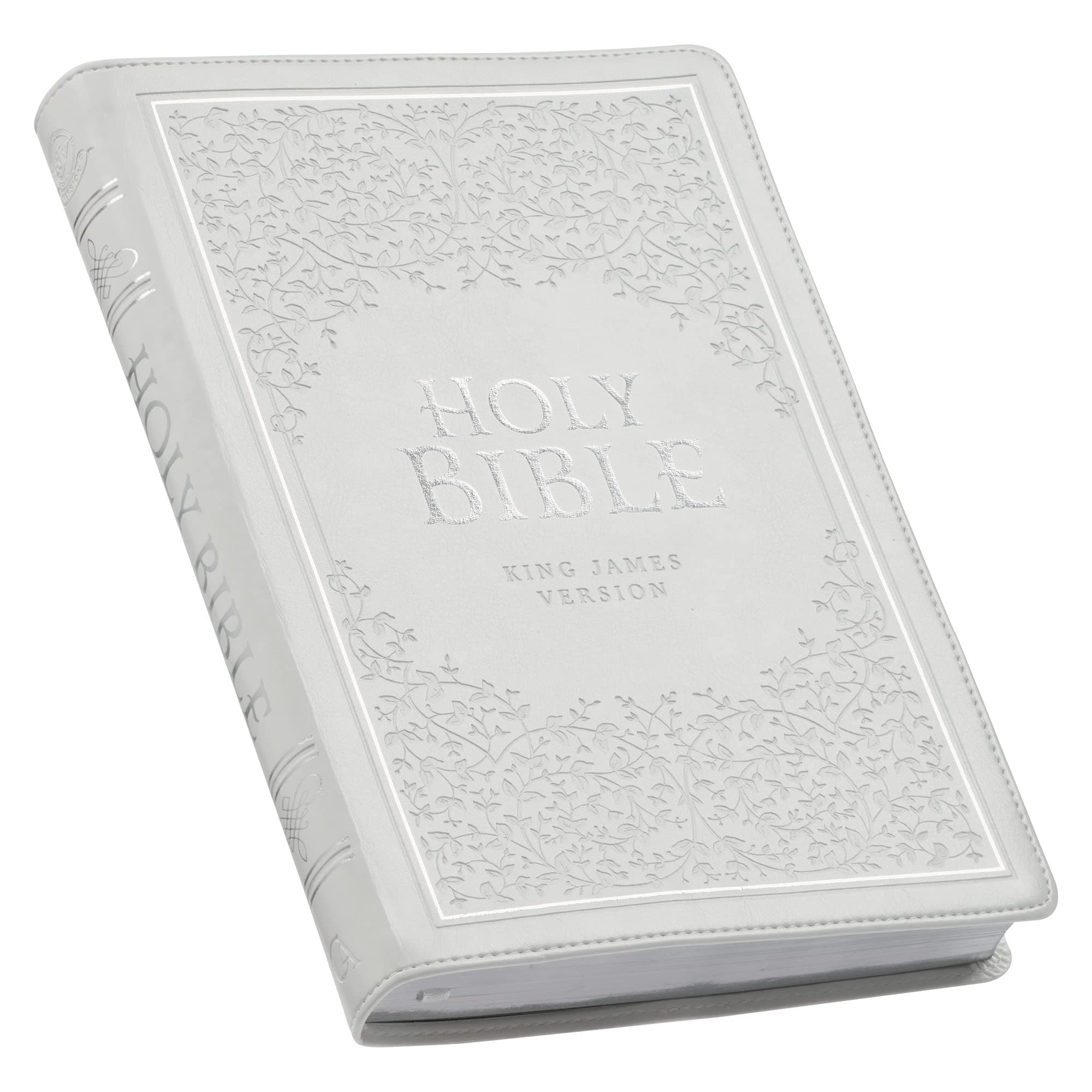 KJV Holy Bible, Thinline Large Print Faux Leather Red Letter Edition Thumb Index & Ribbon Marker, King James Version, White (KJV Thinline LP Editions)
