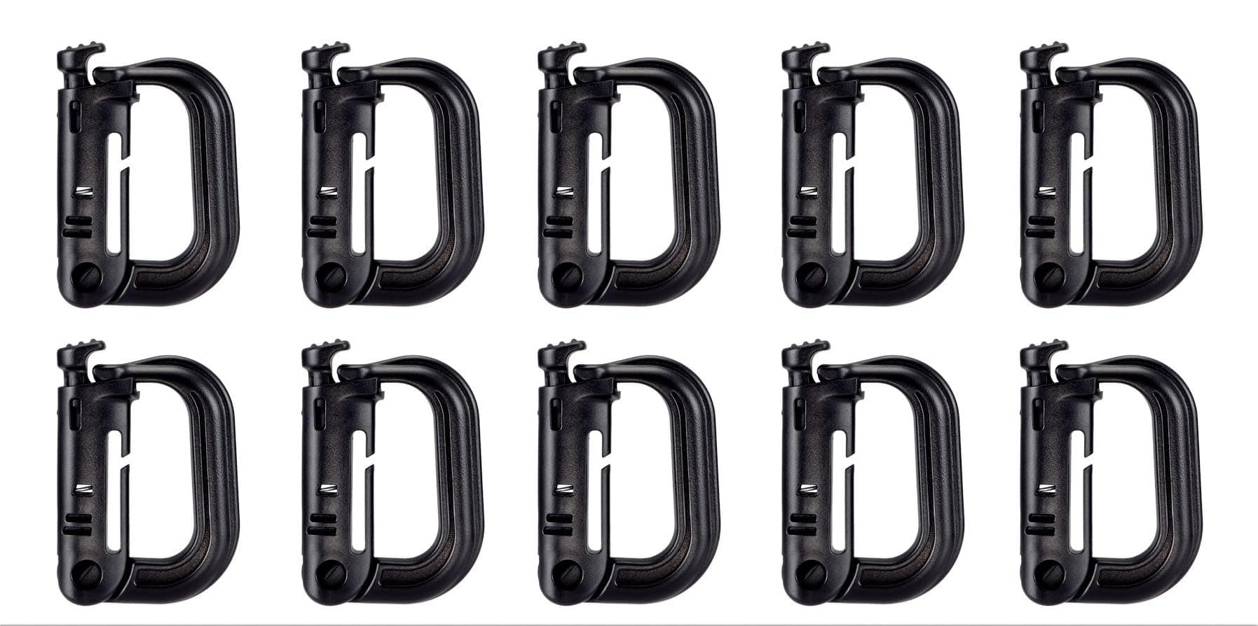 BOOSTEADY 10 Pack Multipurpose D-Ring Grimlock Locking for Molle Webbing with Zippered Pouch