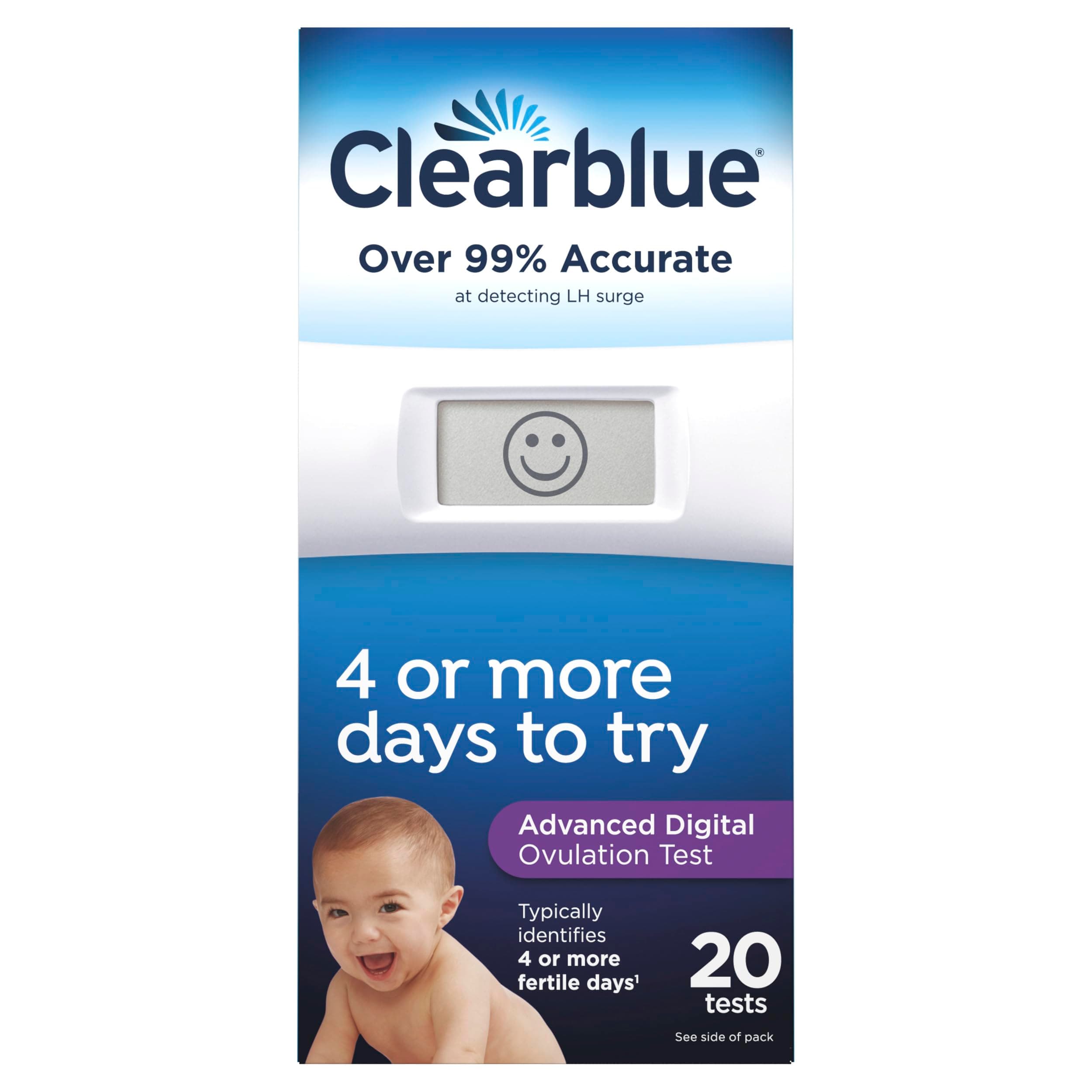 Clearblue Advanced Digital Ovulation Test, Predictor Kit, Featuring Advanced Ovulation Tests with Digital Results, 20 Ovulation Tests