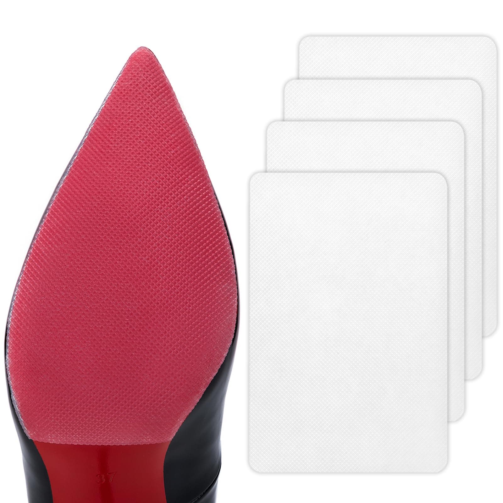 GADEBAO Shoe Sole Protector, 4 Pcs Self Adhesive Shoe Bottom Protector for High Heels, Silicone Anti Slip Shoe Grips on Bottom of Shoes, Non Slip Pads for Shoes (Medium, 6" by 4", Clear)