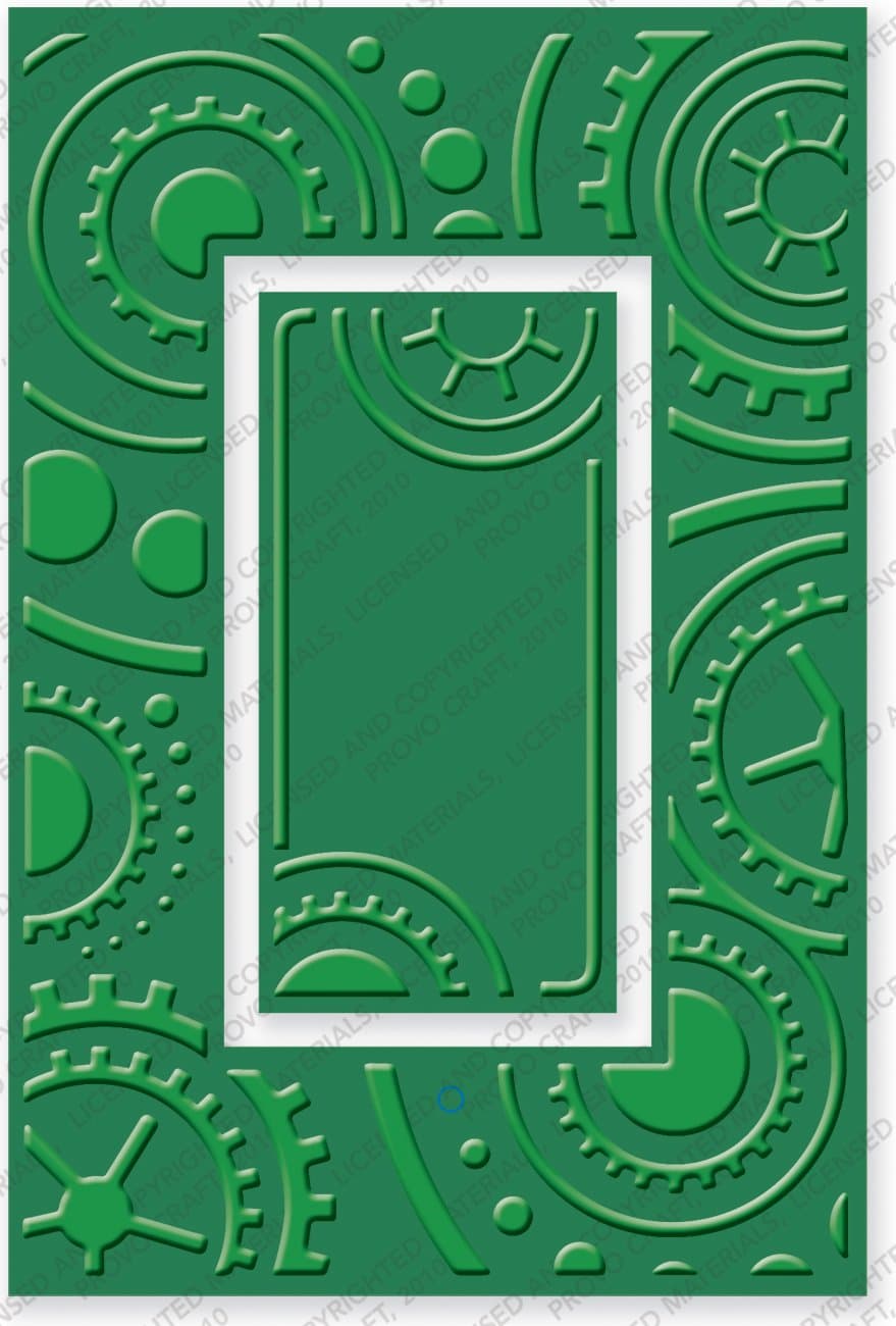 Cuttlebug Provo Craft Plus A2 Embossing Folder, Cogs and Wheels