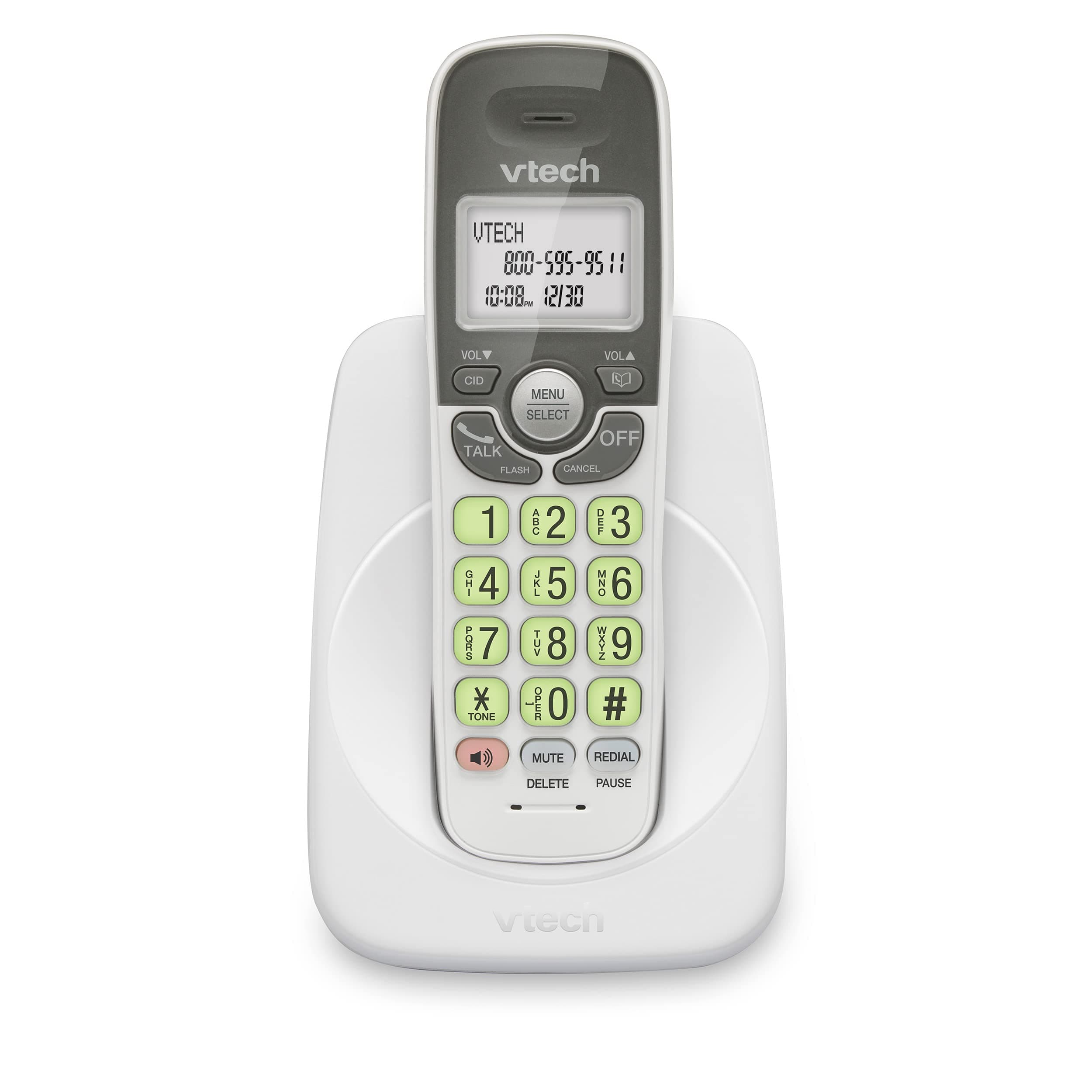 VTech [New] VG131 DECT 6.0 Cordless Phone - Bluetooth Connection, Blue-White Display, Big Buttons, Full Duplex Speakerphone, Caller ID,Easy Wall Mount, 1000ft Range (White/Grey)