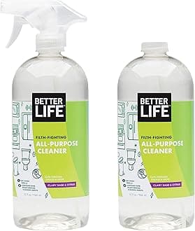BETTER LIFE All Purpose Cleaner, Multipurpose Home and Kitchen Cleaning Spray for Glass, Countertops, Appliances, Upholstery & More, Multi-surface Spray Cleaner - 32oz (Pack of 2) Clary Sage & Citrus