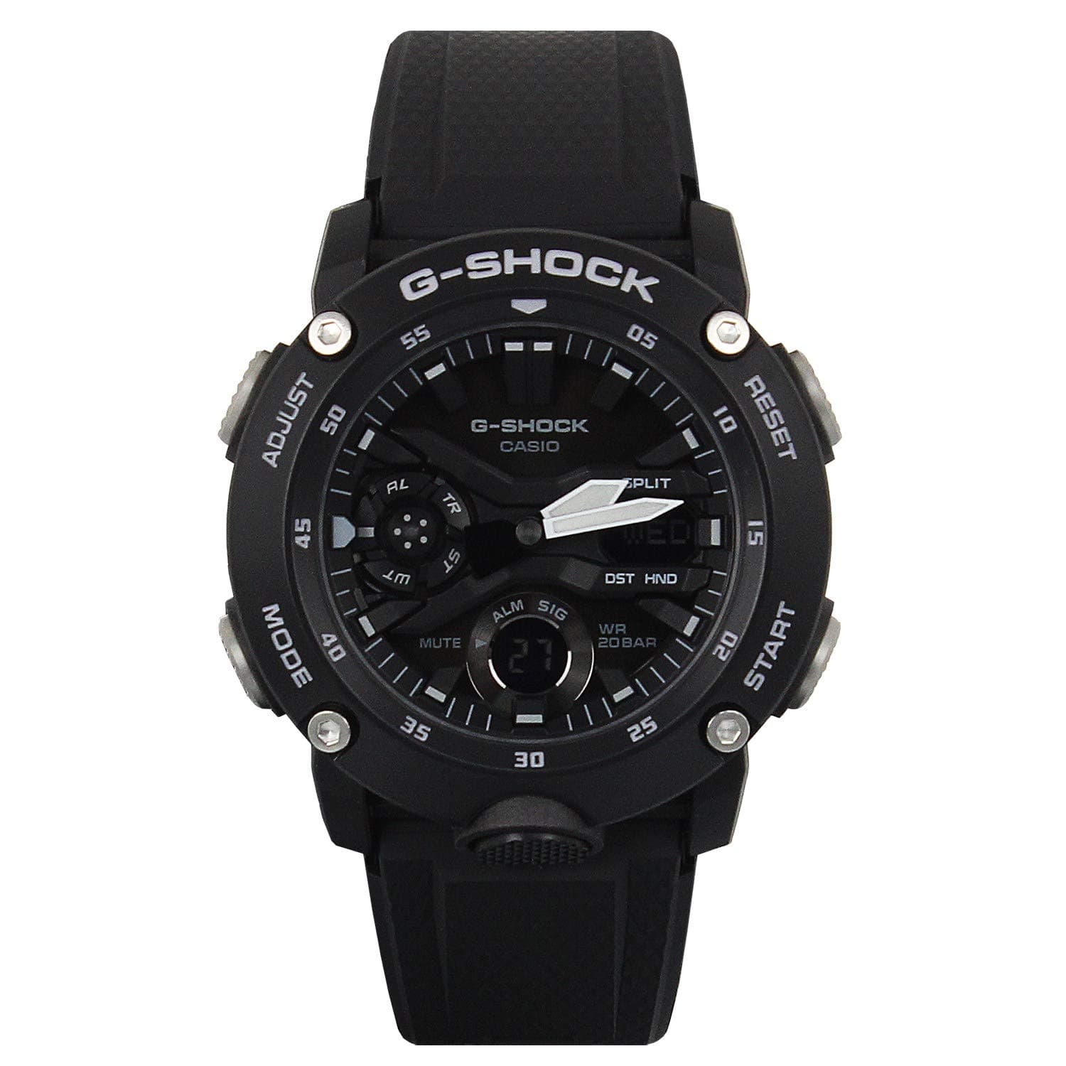 Casio G-Shock Analog-Digital Dial Watch, Black///White, Strap