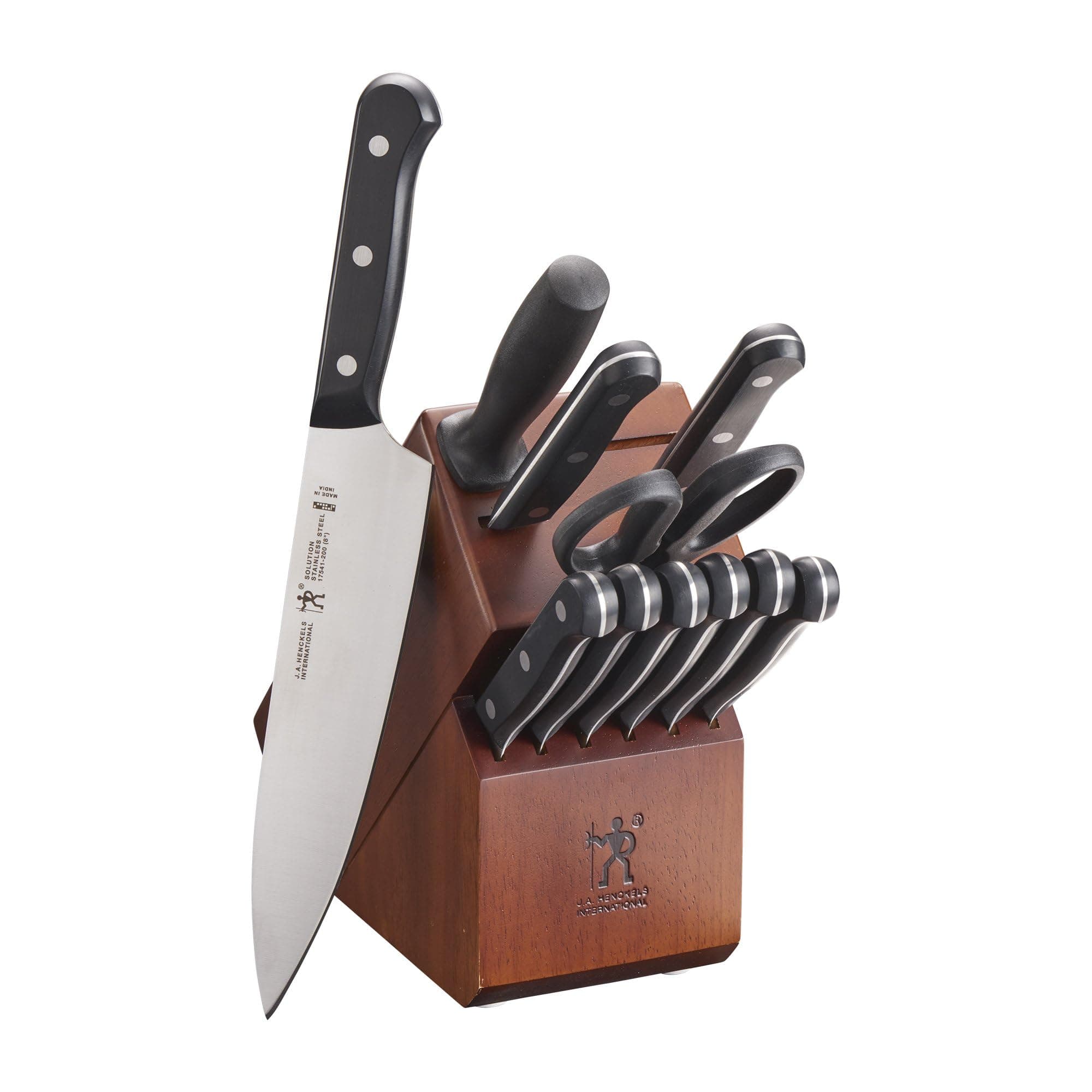 Solution Razor-Sharp 12-pc Knife Set, Chef Knife, Bread Knife, Steak Knife, German Engineered Informed by 100+ Years of Mastery,Walnut