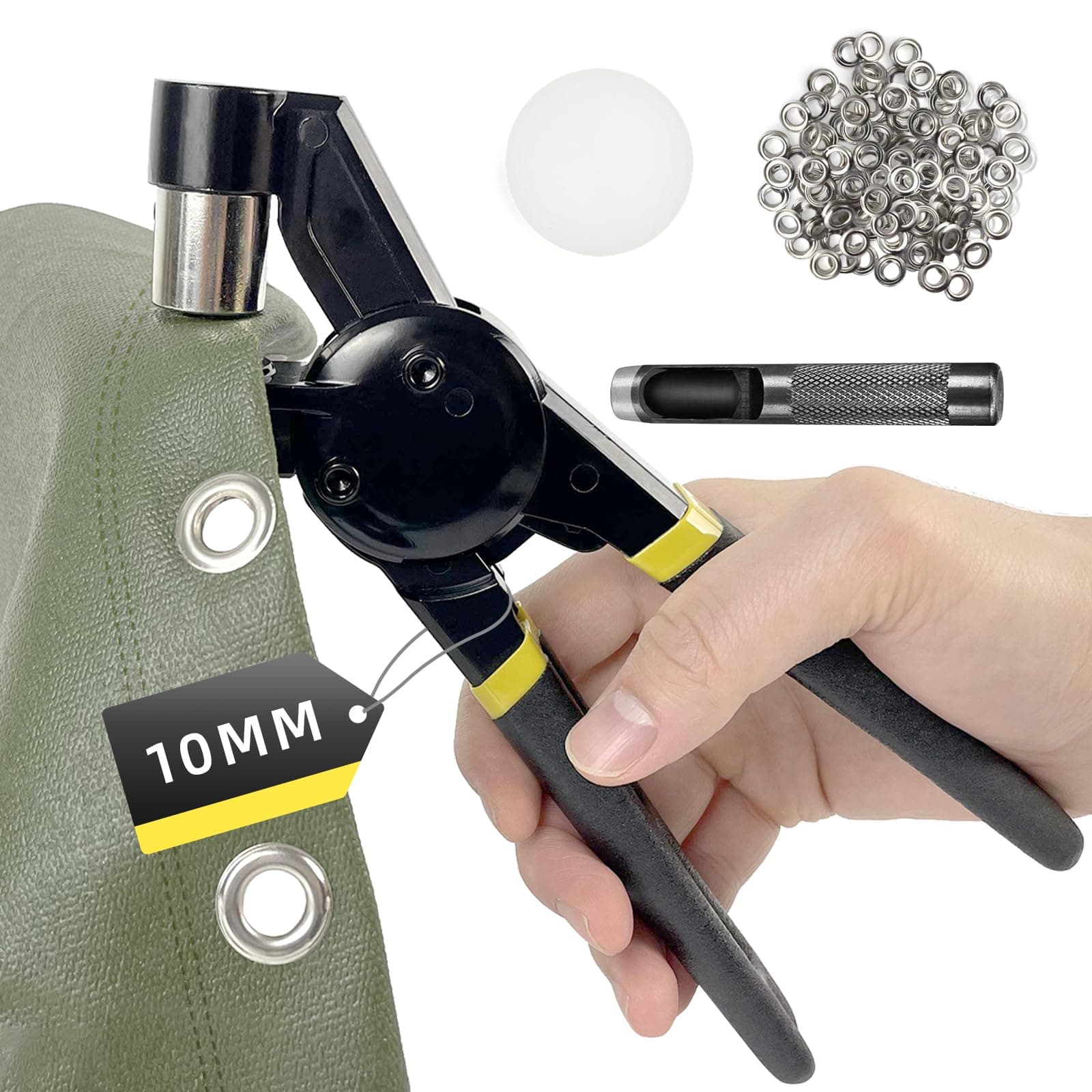 HAPDEN 【Upgraded Version】Grommet Tool Kit,Handheld 3/8 inch Eyelet Kit Manual Grommet Press Machine with 500 pcs 10 mm Grommets