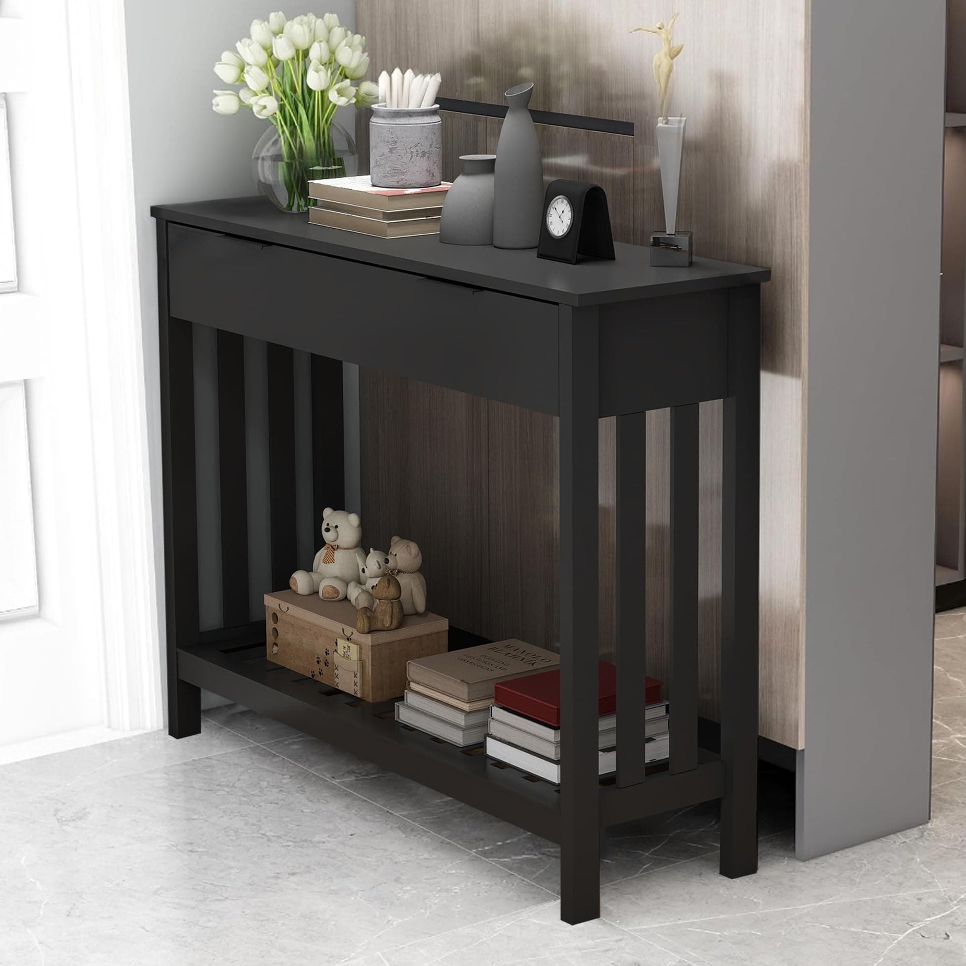 TaoHFE Black Console Table Sofa Table