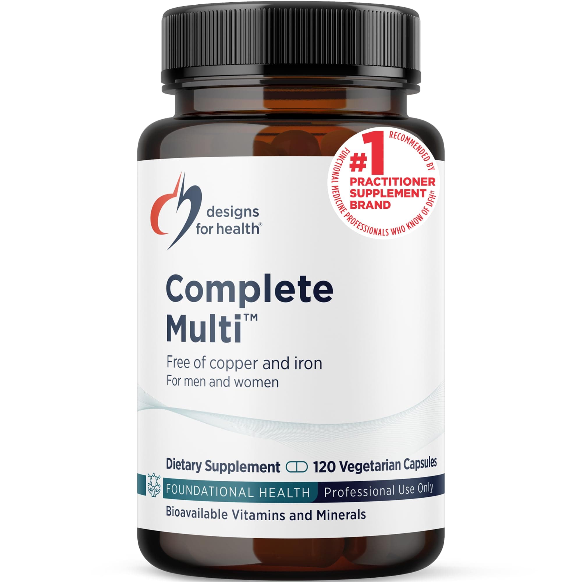 DFH Complete Multi - Comprehensive Multi Vitamin + Mineral Supplement with Folate, 1000 IU Vitamin D, Immune Support Vitamins - Multivitamin with No Copper, No Iron (120 Capsules)