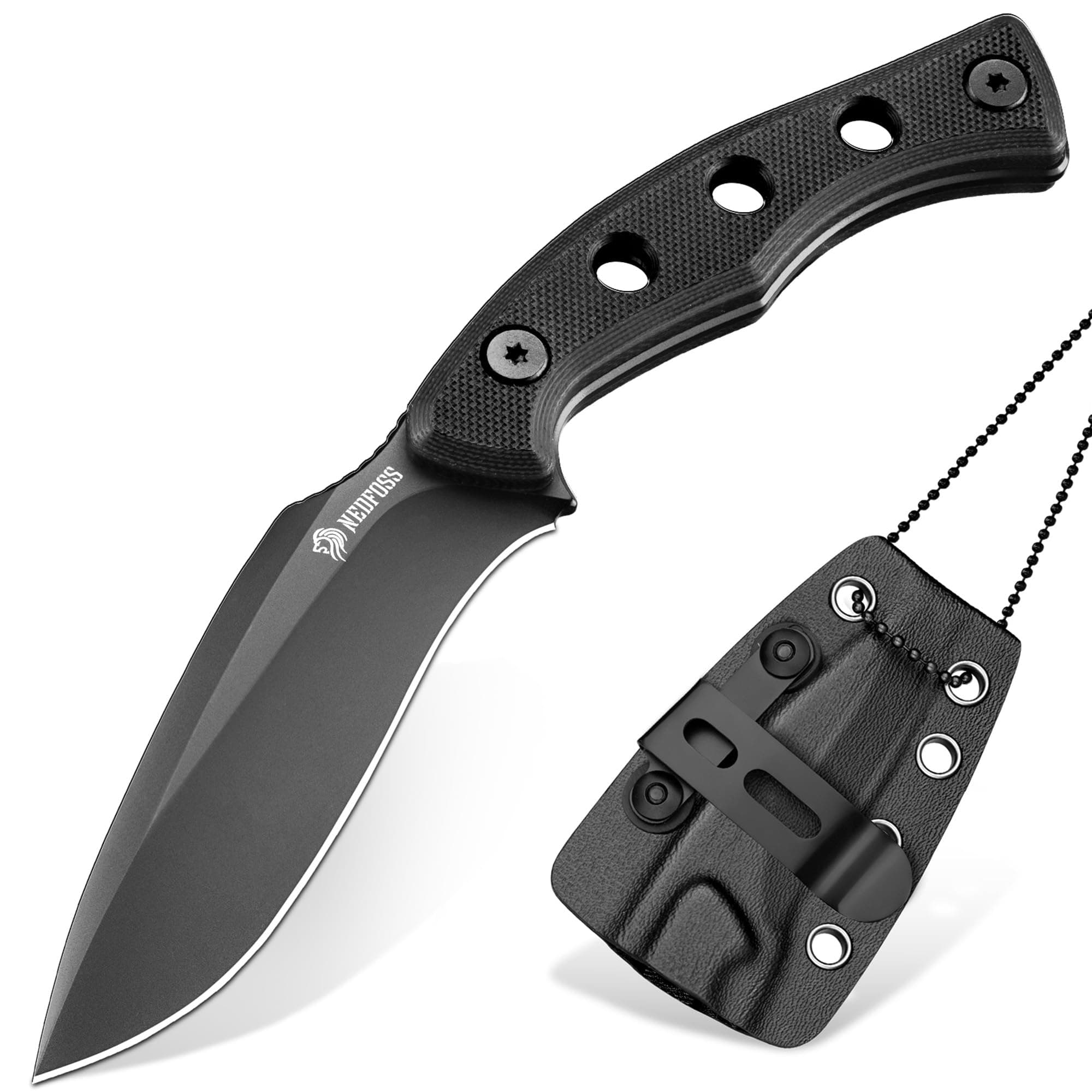 NedFoss Squirrel Small EDC Fixed Blade Knife, 2.97" Neck Knife with Sheath, Full Tang Vertical Horizontal Carry Knife with G10 Handle, Belt Clip, Outdoor Tactical Mini Kukri Knives, Father Day Gifts for Men Women