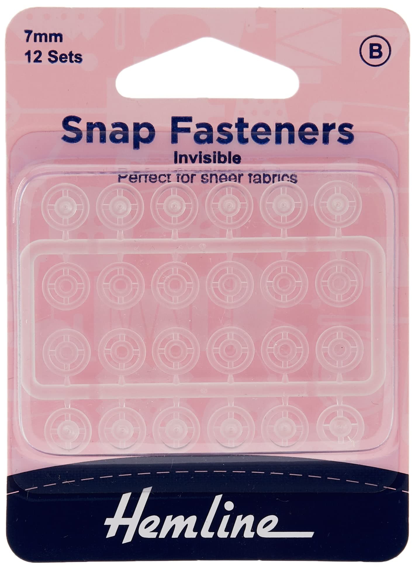 Snap Fasteners - Nylon (Invisible), 7mm, 12 Sets