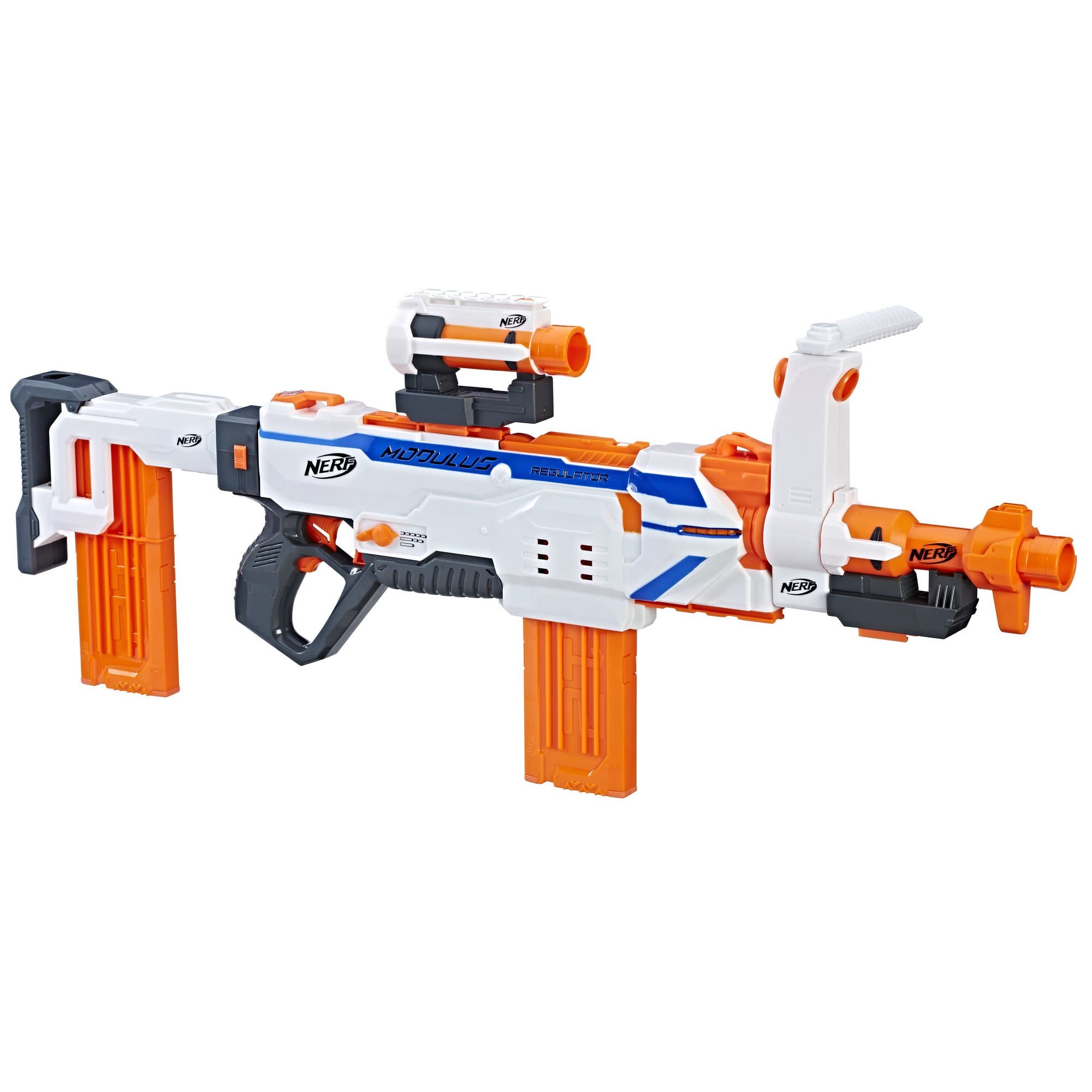 Nerf Modulus Regulator Fully Motorized Blaster - 3 Firing Modes, 2X 12-Dart Clips, 24 Elite Darts, Full Auto Blaster, Kids Outdoor Toys (Amazon Exclusive)