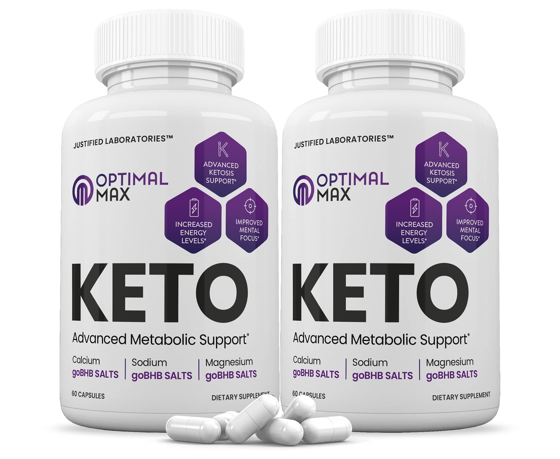 (2 Pack) Optimal Max Keto Pills Includes Apple Cider Vinegar Patented goBHB® Exogenous Ketones Advanced Ketogenic Supplement Ketosis Support for Men Women 120 Capsules