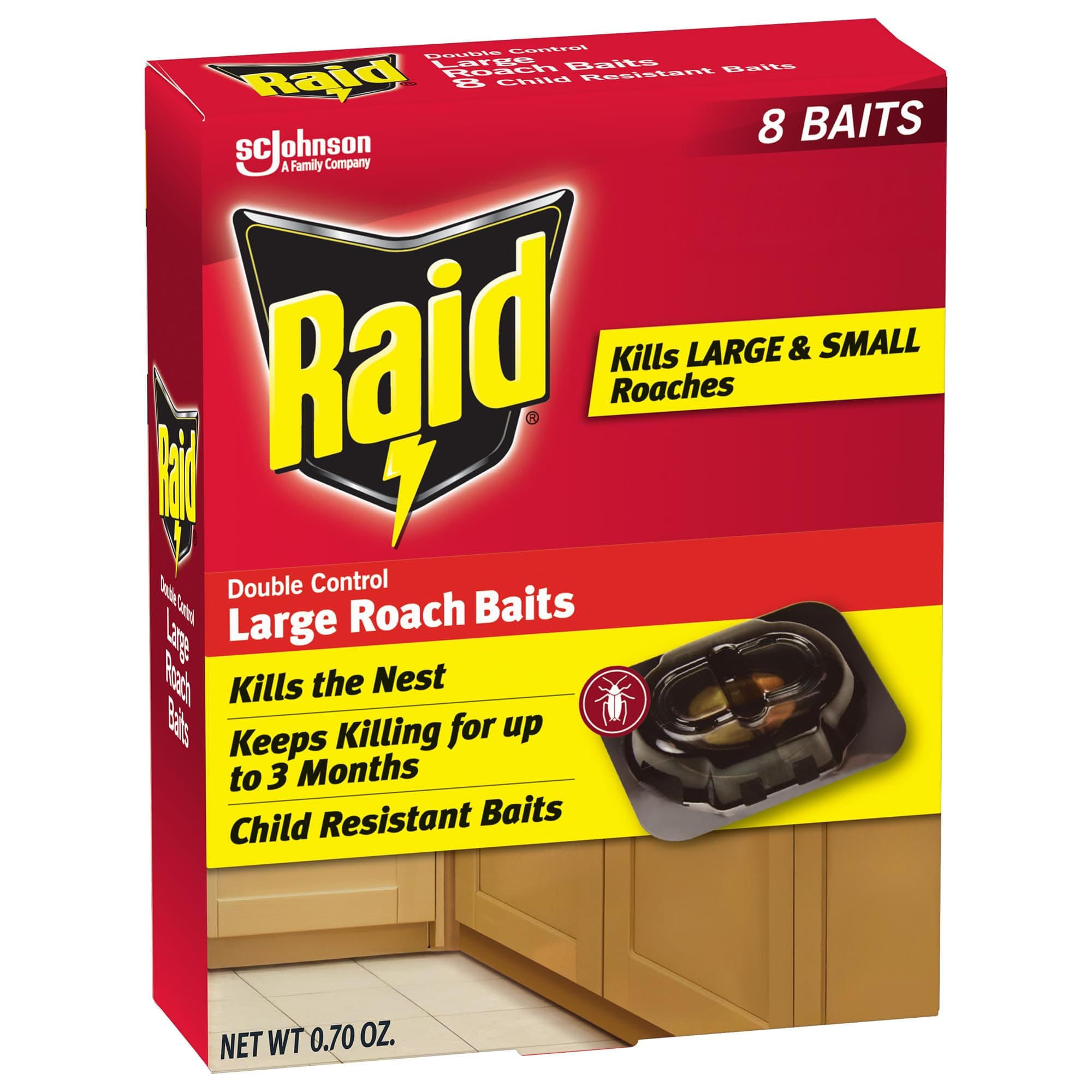 Double Control Large Roach Baits for Indoor Roach Control Child Resistant Bait Stations 8 Count (Pack of 1)