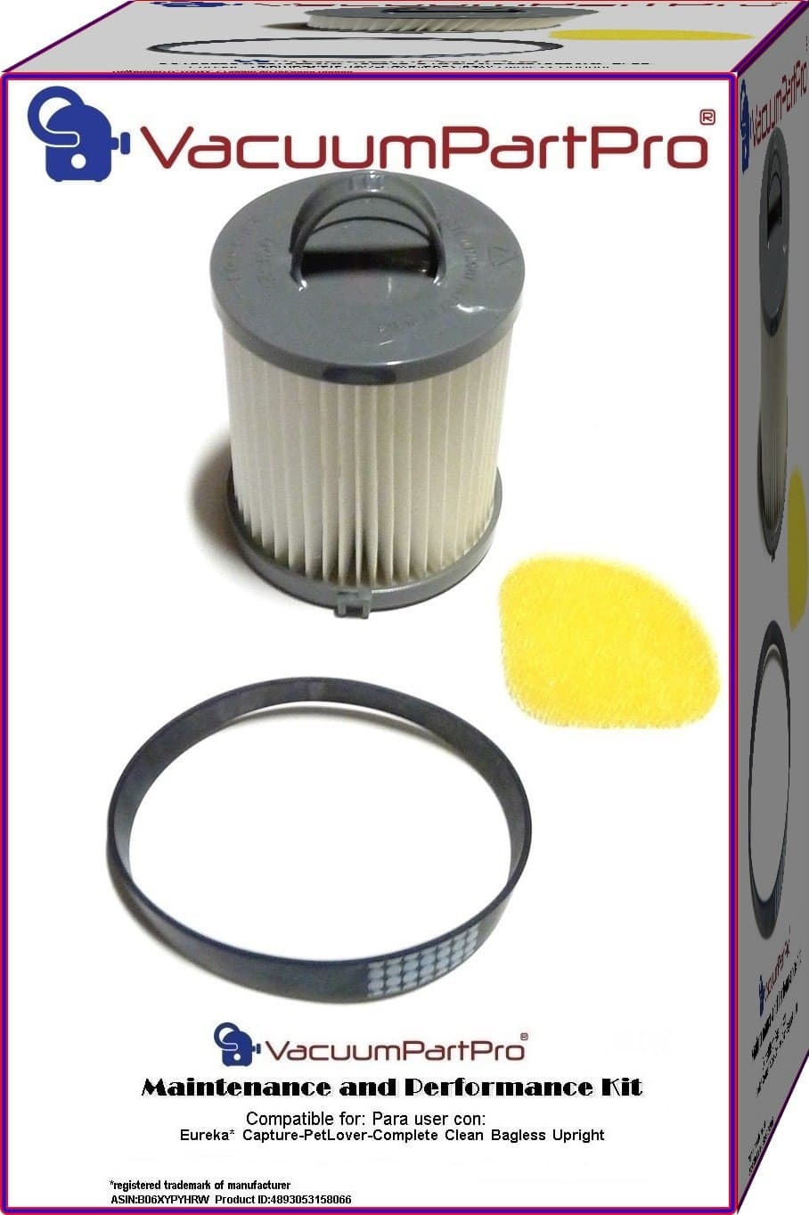 Vacuum Part Pro® Eureka Capture-Pet Lover-Complete Clean Model 8810AVZ, 8811AVZ, 8862AVZ, 8863AVZ, 8871AVZ, 8873AZ Maintenance Kit By