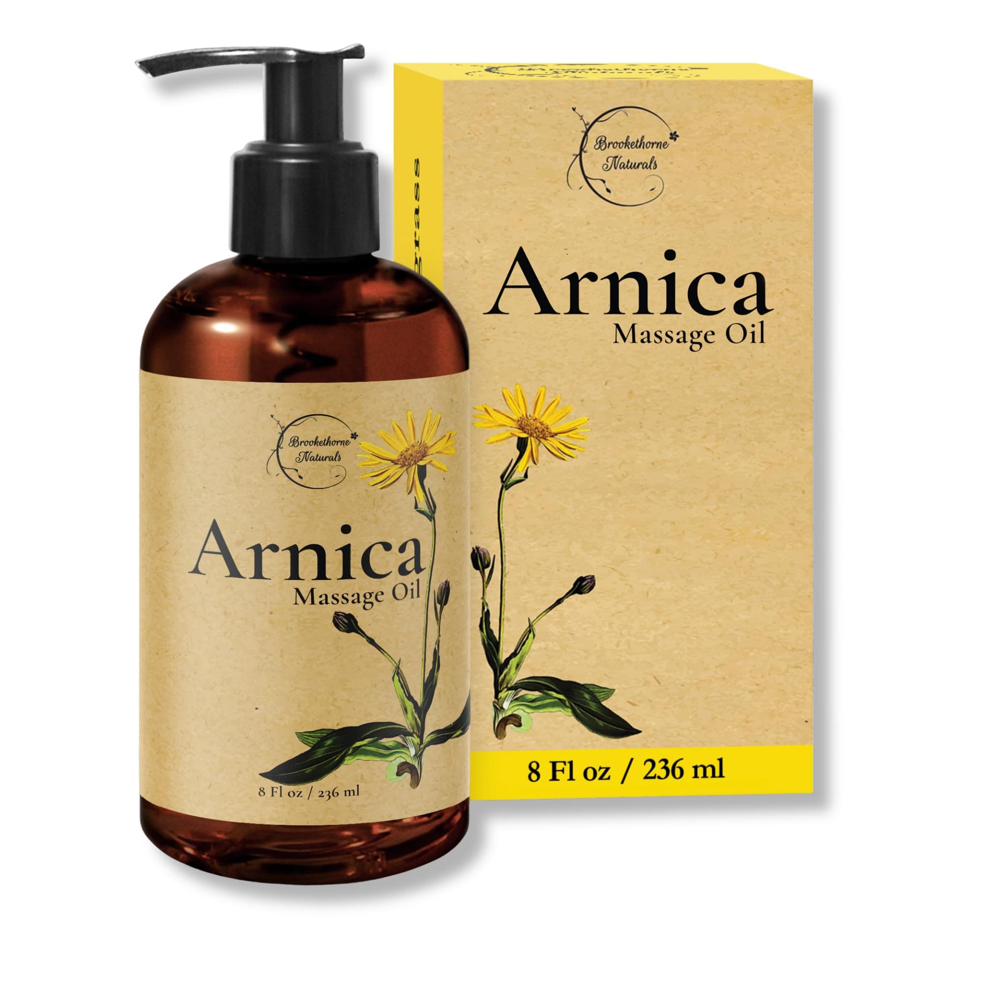 Arnica Massage Oil for Massage Therapy — Ideal for Athletic & Post Workout | Arnica Montana, Sweet Almond, Jojoba & Essential Oils | Botanical Formula for Active Lifestyles — 8oz