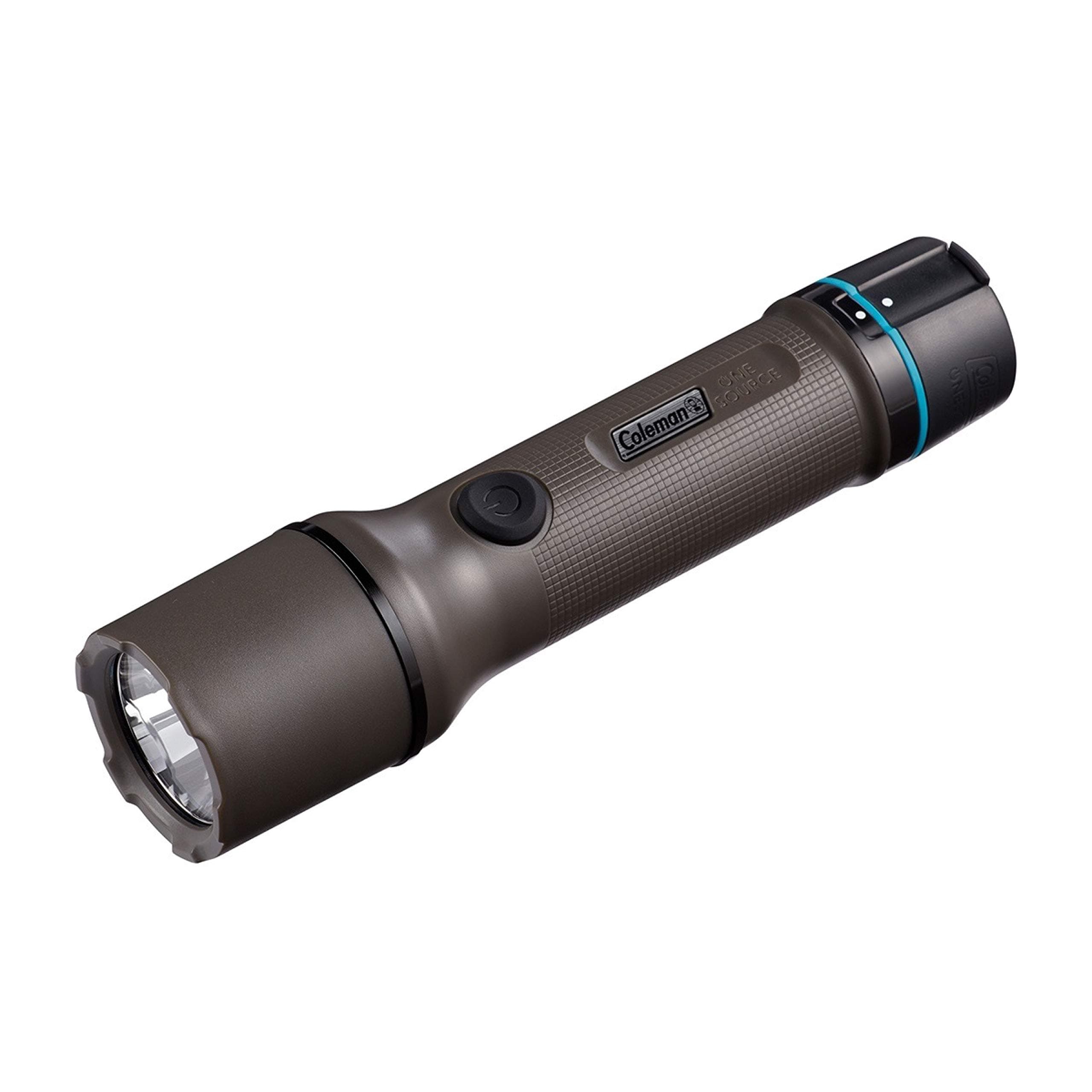 Coleman OneSource Rechargeable LED Flashlight, Water-Resistant Flashlight with OneSource Batteries Shines Up to 1000 Lumens, Rechargeable Heavy-Duty Flashlight for Camping, Emergencies, & Home Usage