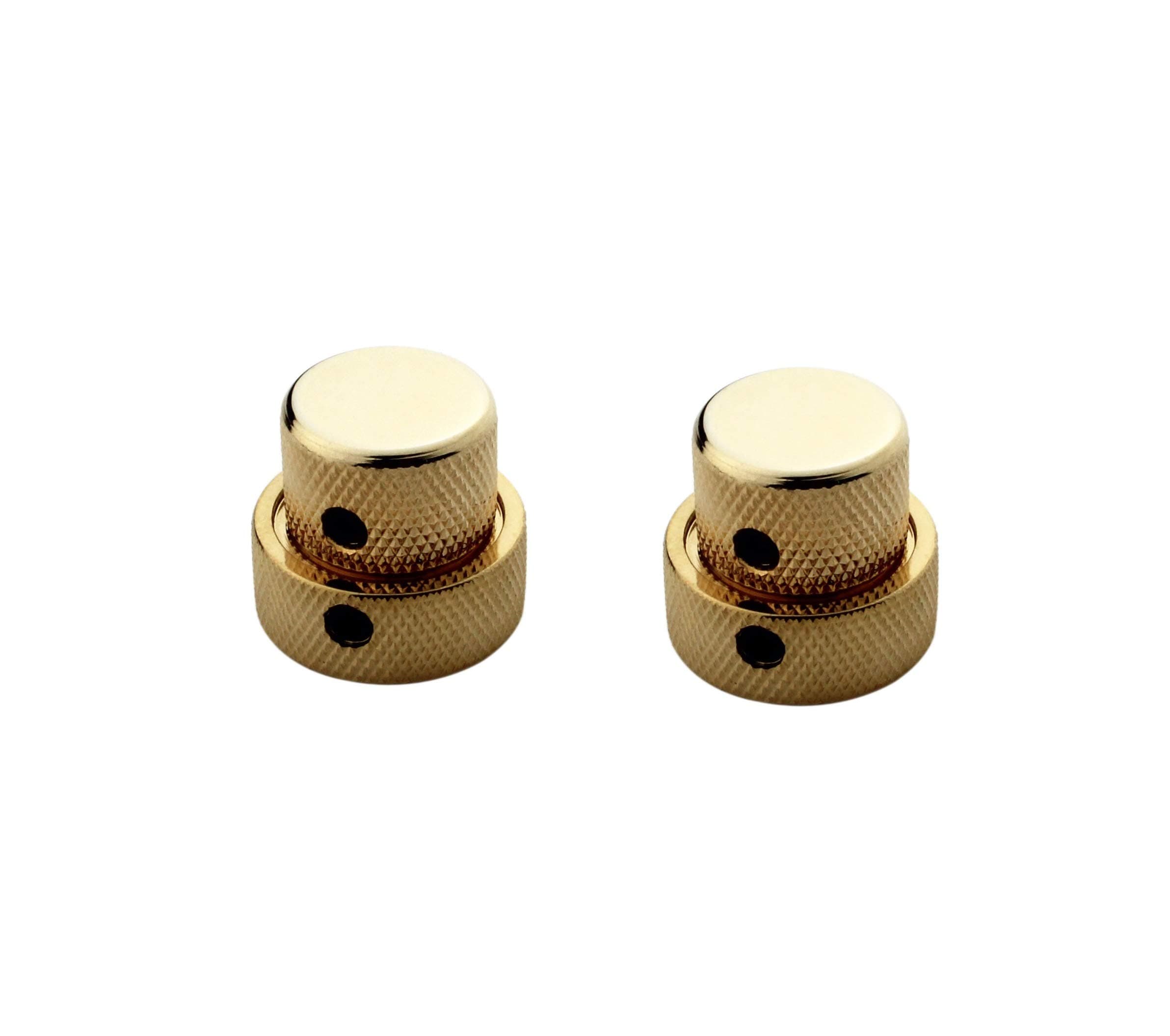 guykerDual Concentric Control Knobs - Dome Volume Tone Speed Stacked Knob Replacement for Electric Guitar or Precision Bass(2 Piece, Golden)