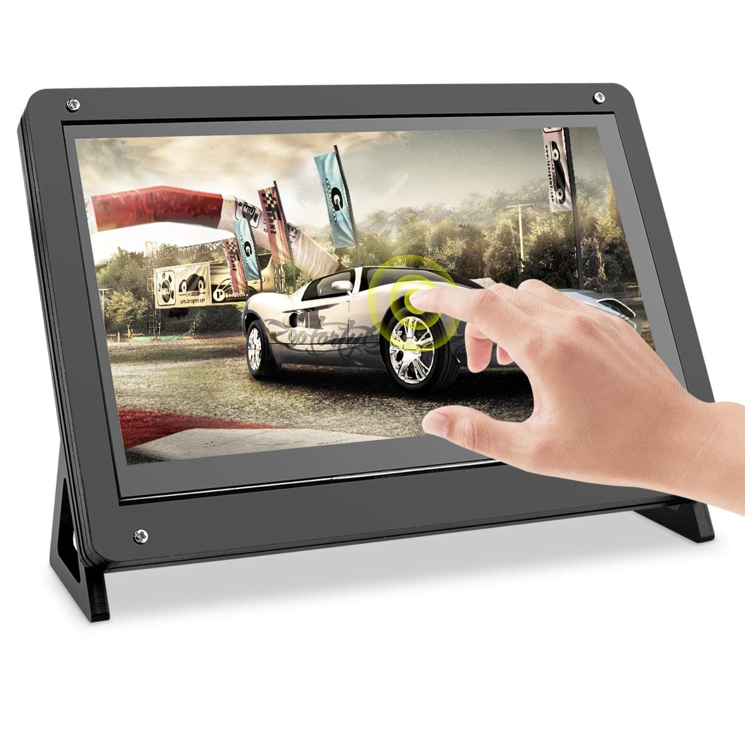 kuman for Raspberry Pi 7 Inch Capacitive Touch Screen, LCD HDMI Input 1024x600 Display with Case Stand