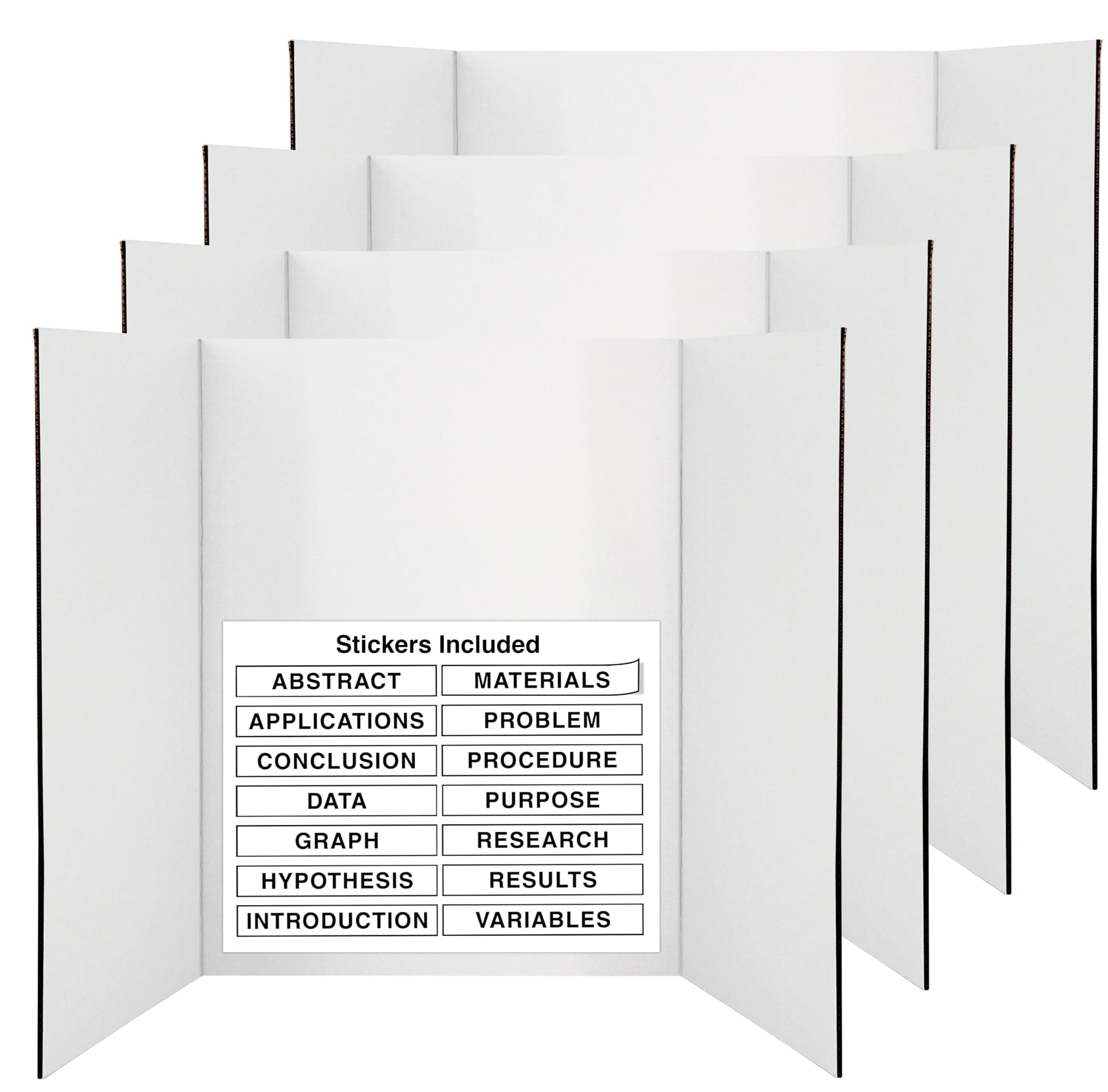 Emraw White Tri-Fold Presentation Board, 36" x 48" Display, Display Board, Lightweight, Portable, Smooth Surface, Perfect for Business Presentations (Pack of 4)