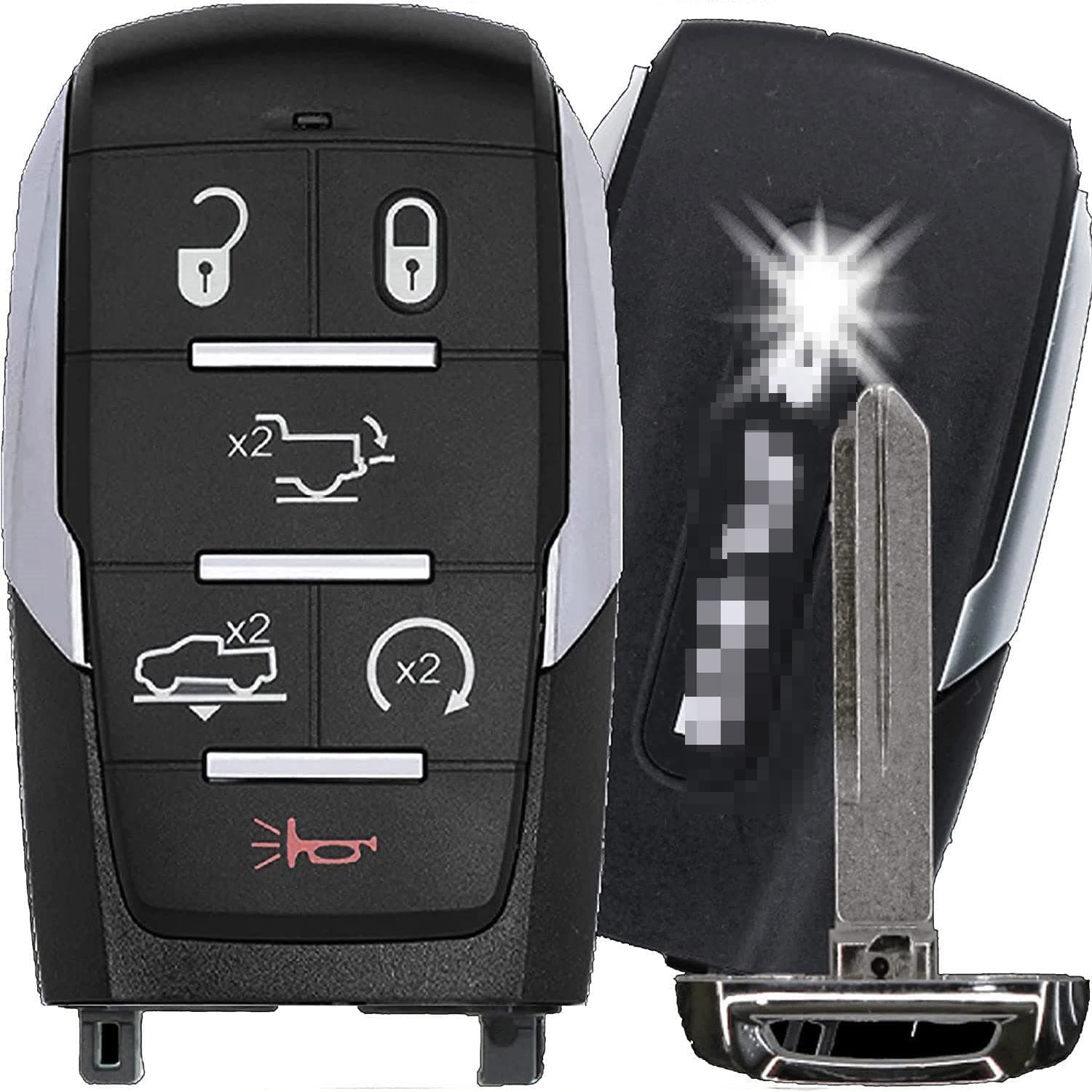 for (6 Button) Complete with Electronics and Chip for Dodge Ram 1500 2019-2022 Big Horn, HFE, Laramie, Limited, Limited Longhorn, Lone Star, Rebel, TRX, Tradesman FCC ID: OHT-4882056, OHT4882056 - 6B