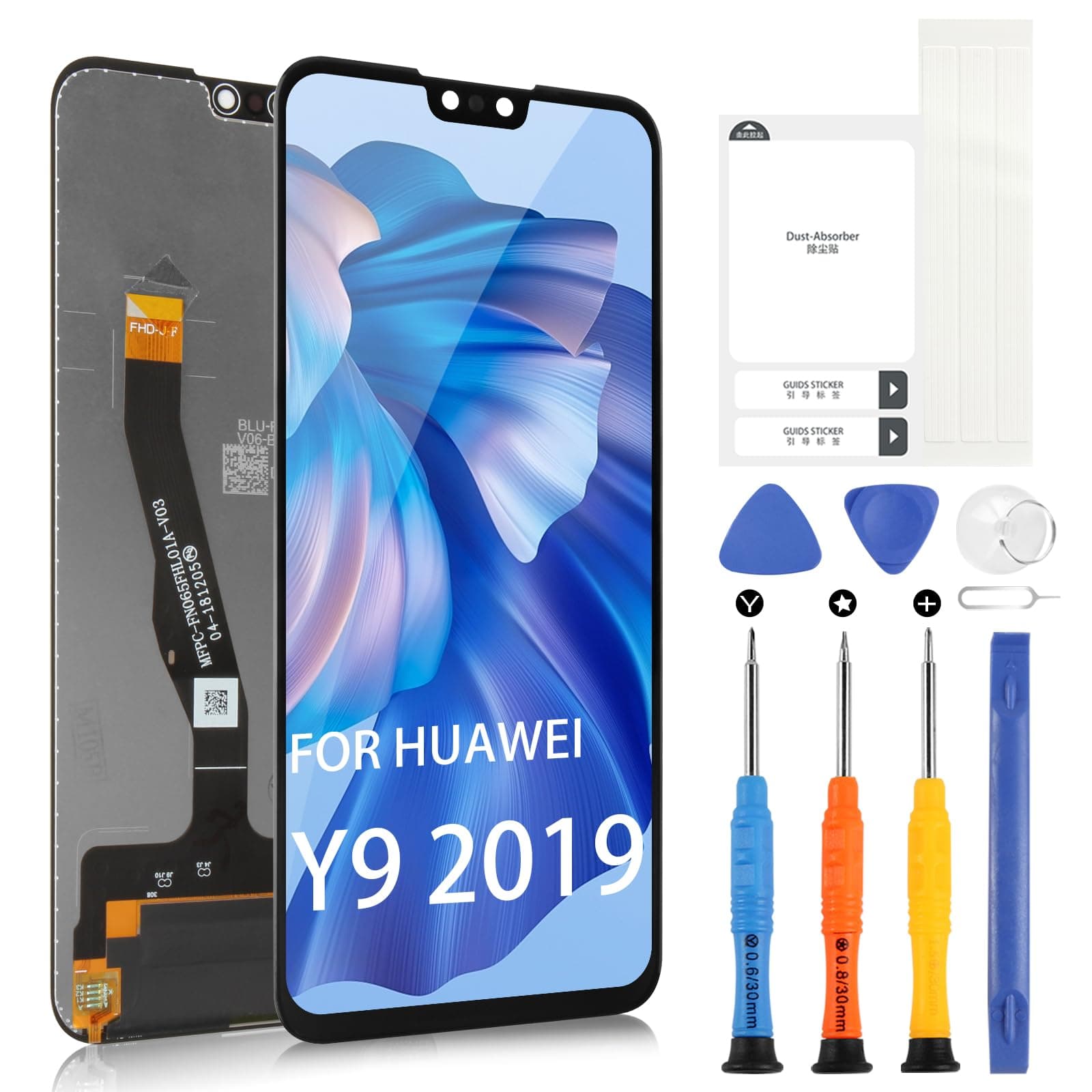 Screen Replacement for Huawei Y9 2019 Enjoy 9 Plus LCD Display, LCD Screen Replacement for Huawei Y9 2019 JKM-LX1 JKM-LX2 JKM-LX3 Touch Screen Digitizer Assembly with Repair Kits