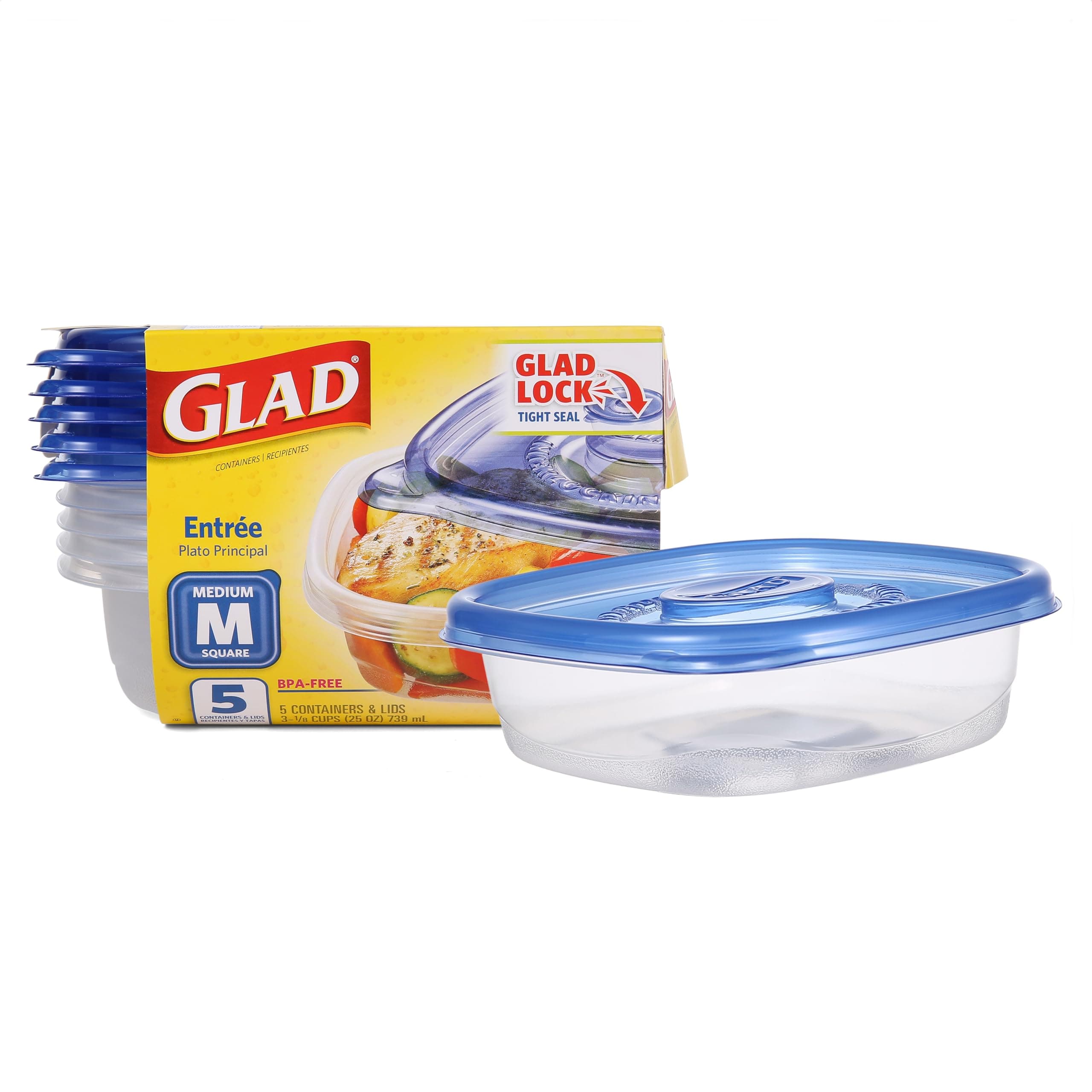 GladWare Entree Containers with Lids, 5-Containers