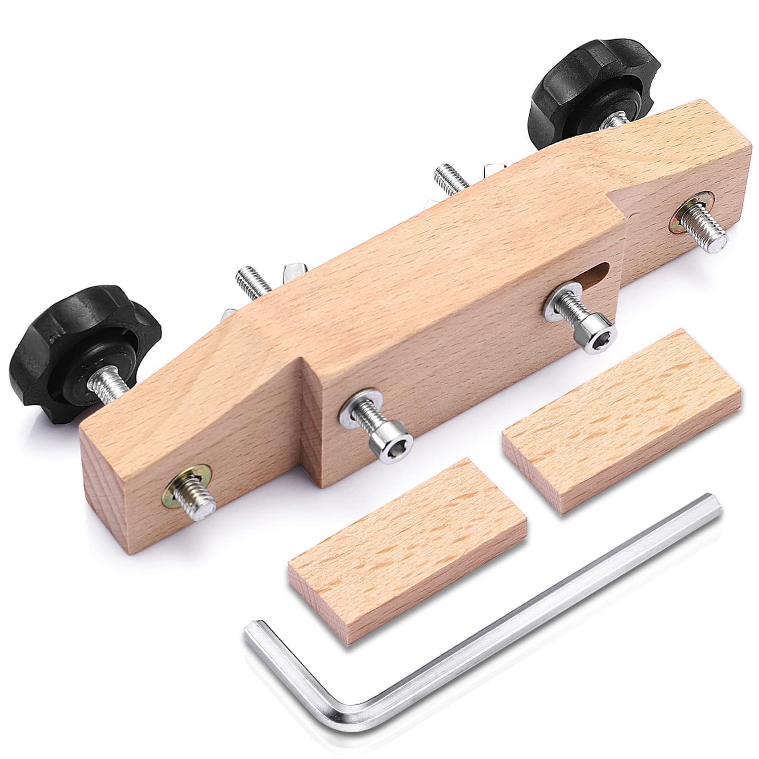 Facmogu Solid Maple Guitar Bridge Clamp, Entry Level Bridge Clamp Acoustic Luthier Tools with Cork Gasket & L-Wrench, Wooden Guitar Bridge Clamps for Classical/Acoustic Accessory Luthier Tools