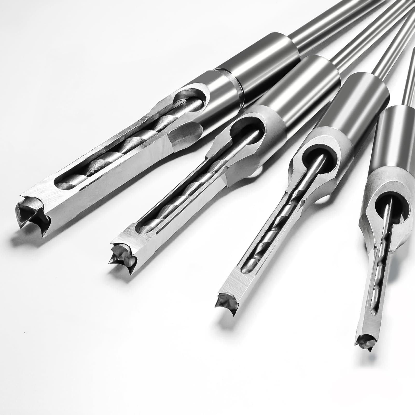 Square Drill Bit Set. Wood HSS Chisel Drill Bits. Mortise Chisel Tools (4 Pcs) - 1/2", 3/8", 5/16", 1/4" Square drill bits for Woodworking