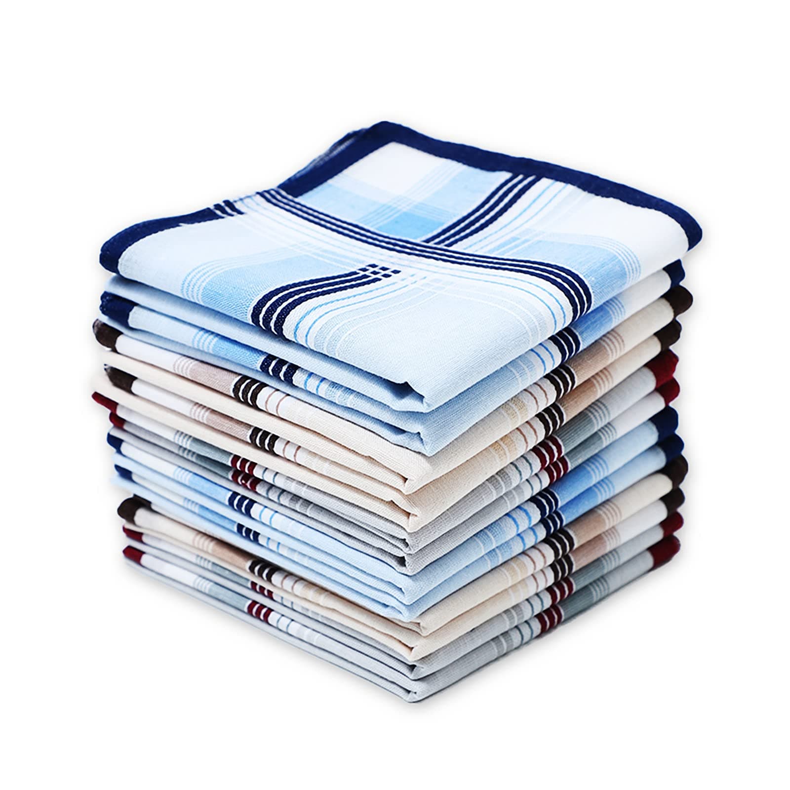 Soft Cotton Handkerchiefs for Men with Elegant Pattern in Assorted Color, 16 inches Large hankies