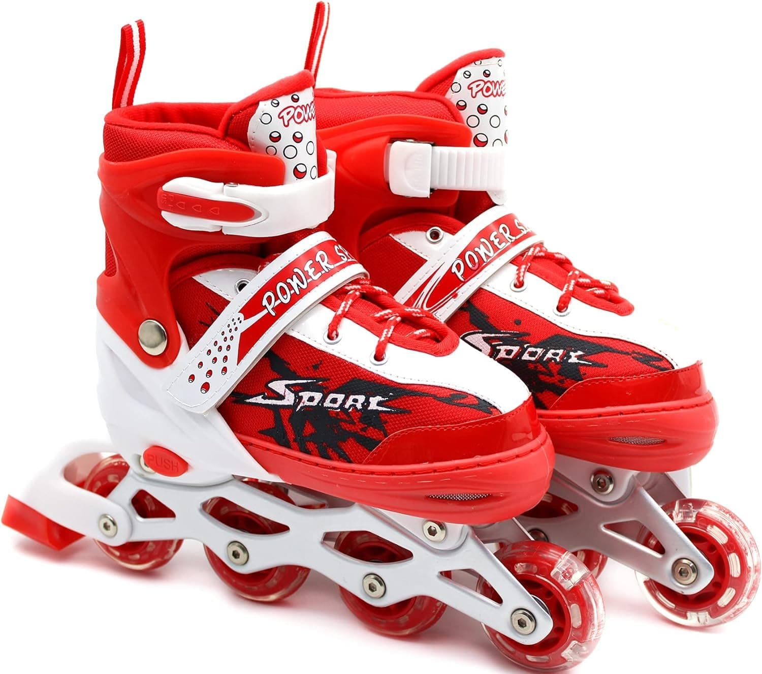 EASY FUTURE Inline Skates Adjustable Size Roller Skates with Flashing Wheels for Outdoor Indoor Children Skate Shoes for Boys and Girls 4 Colors 3 Sizes for Choose