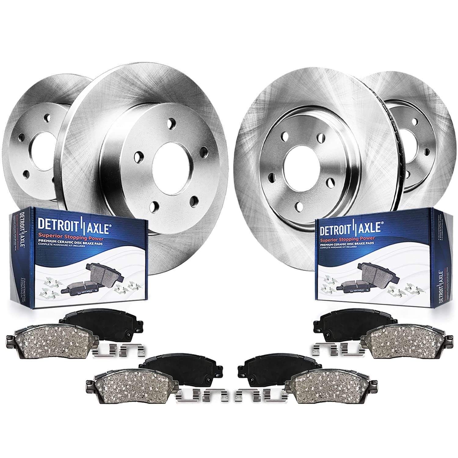 Brake Kit for 2005-2010 Jeep Grand Cherokee Commander Disc Brake Rotors 2006 2007 2008 2009 Ceramic Brakes Pads Front & Rear Replacement
