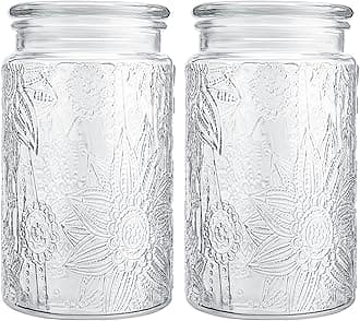 Sunflower Glass Jar With Lid, 2 Pack 32oz Kitchen Pantry Glass Canisters, Wide Mouth Jars Food Storage Container,Decorative Jar For Pasta Tea Cookies Nuts Coffee Cereal Salad Sugar Candy Jar Cute Jar