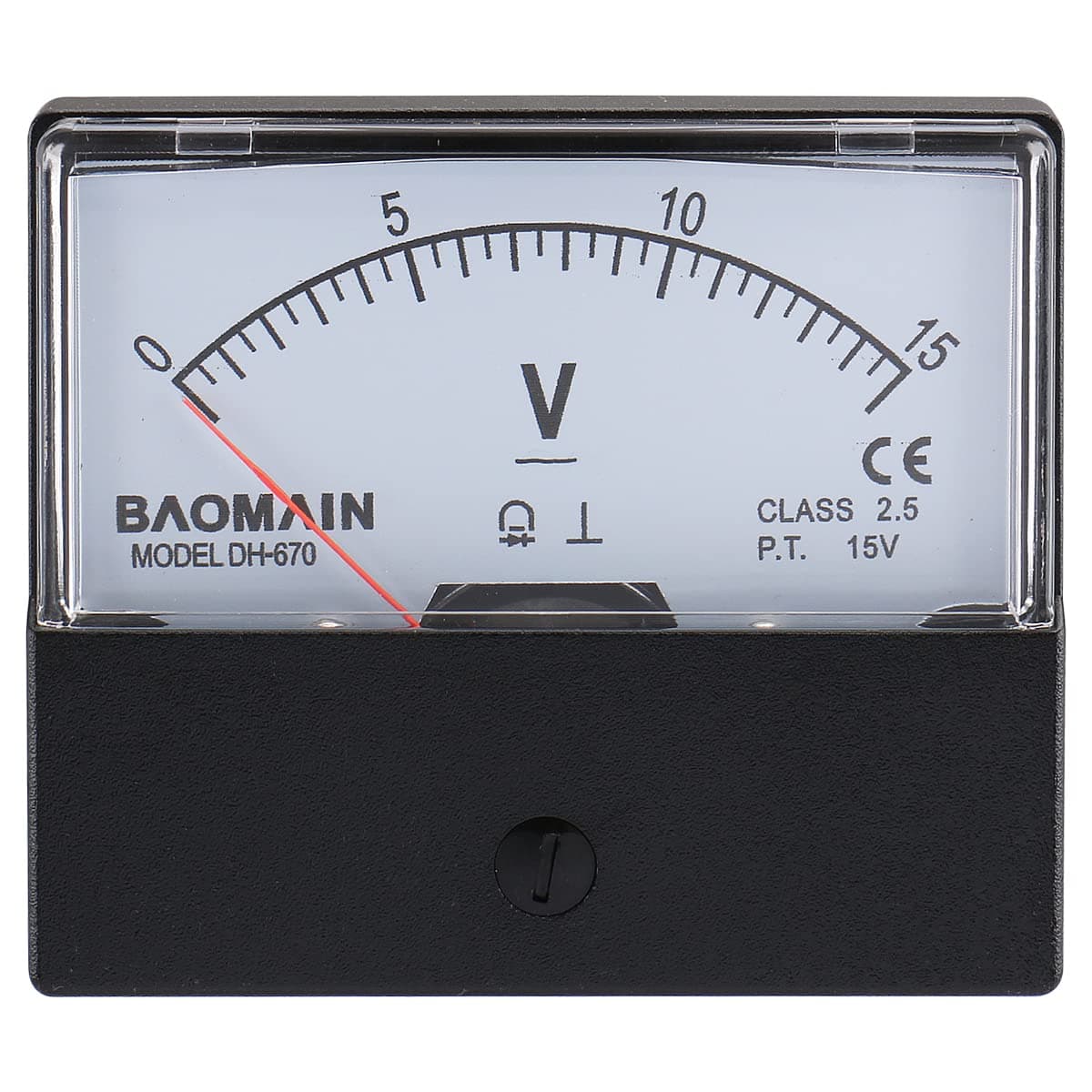 Baomain Voltmeter DH-670 Rectangle Class 2.0 DC 0-15V Analog Panel Volt Voltage Meter CE