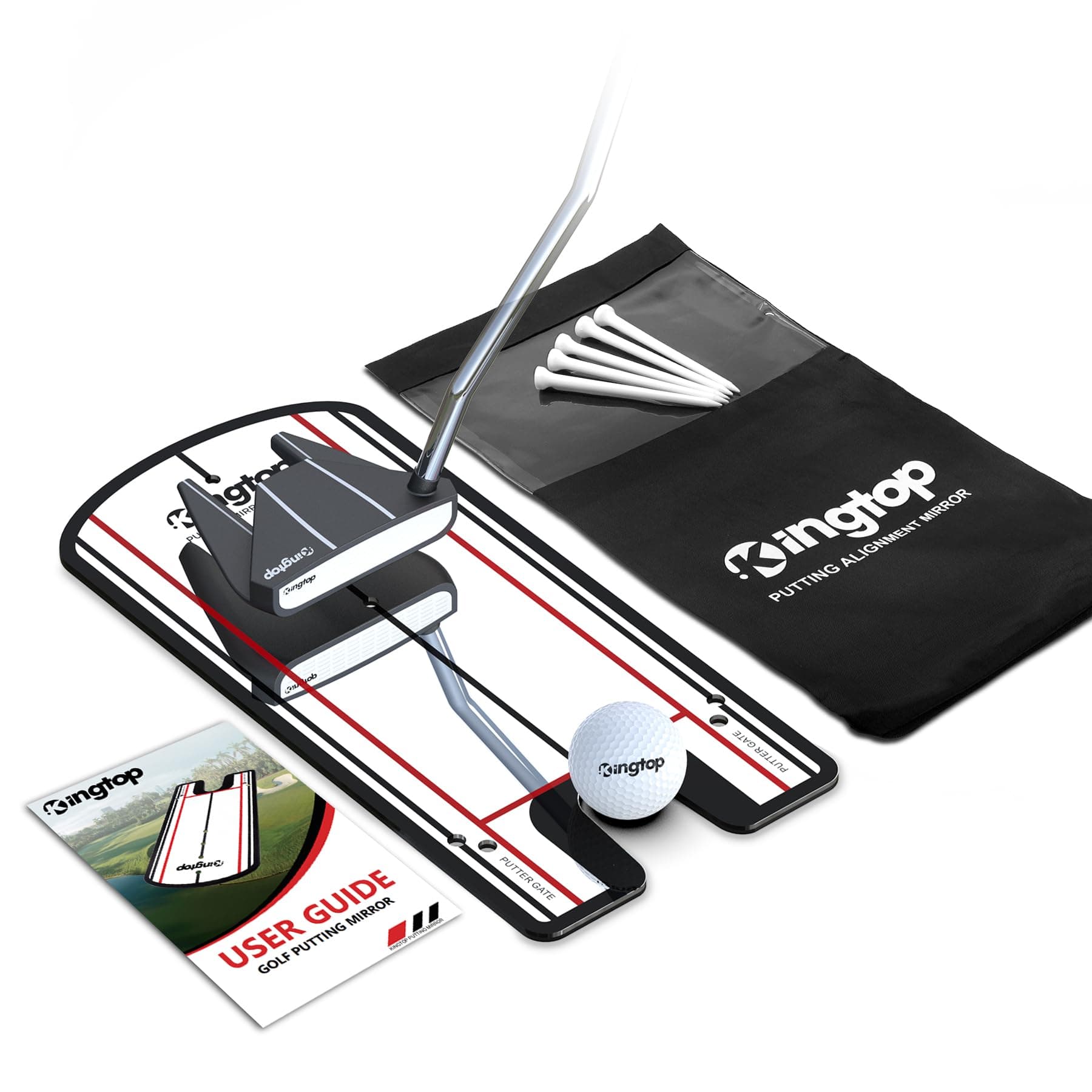KINGTOP Golf Putting Alignment Mirror, Portable Swing Training Aids, Practice Putting Alignment Aid, Travel Size 12ââ‚¬ÂL x 6ââ‚¬ÂW