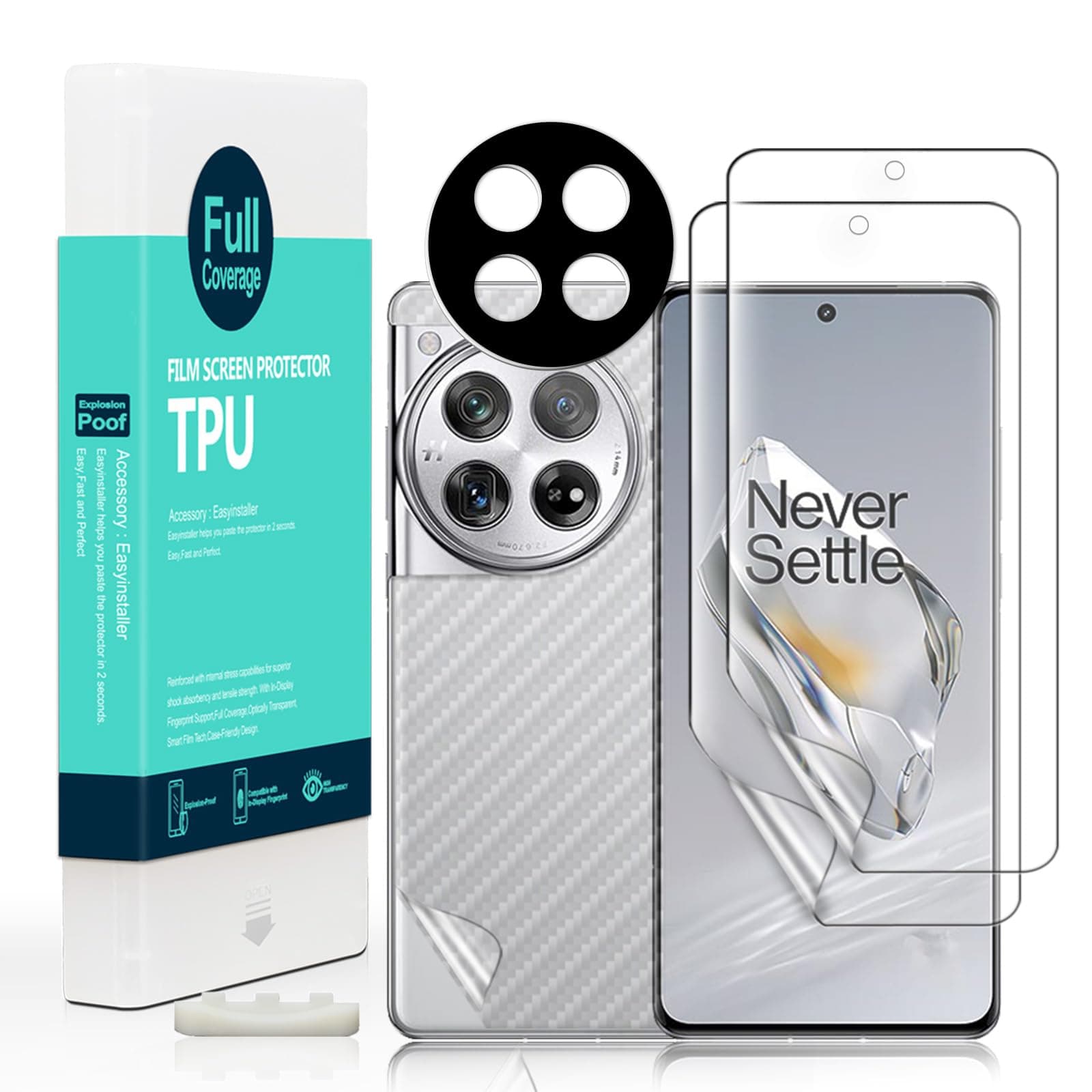 Ibywind 2 Pcs Screen Protector For Oneplus 12 5G 6.82",Flexible TPU Film,With 1Pc Camera Lens Protector,1Pc Back Film[Easy to install Case Friendly Bubble Free HD Clear]
