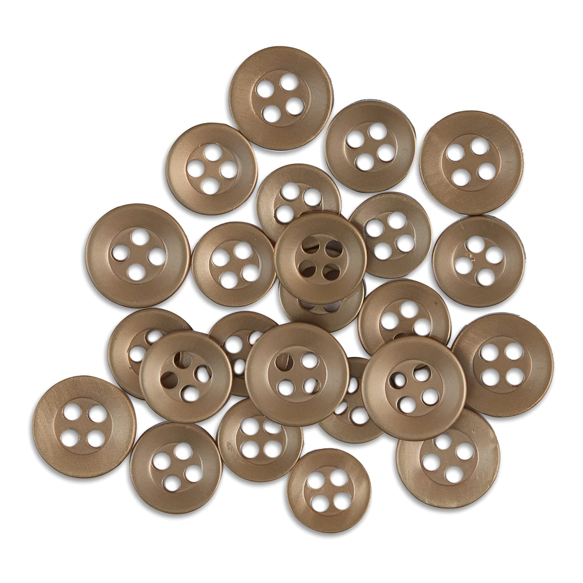 ButtonMode Standard Shirt Buttons 16pc Set Includes 8 Shirt Front Buttons (11mm or 7/16 in), 7 Sleeve Buttons (10mm or 3/8 in) & 7 Collar Buttons (9mm or Almost 3/8 in), Brown Medium, 22-Buttons