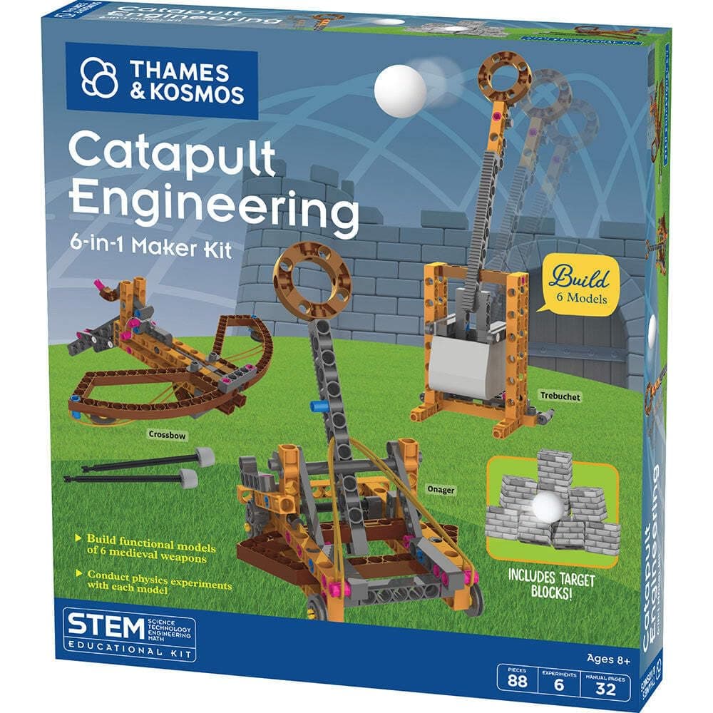 Thames & Kosmos Catapult Engineering STEM Maker Kit, Build 6 Models of Unique Medieval Machines, Explore Mechanical Physics, Includes Safe Foam Balls & Soft-Tipped Projectiles, Suitable for Ages 8+