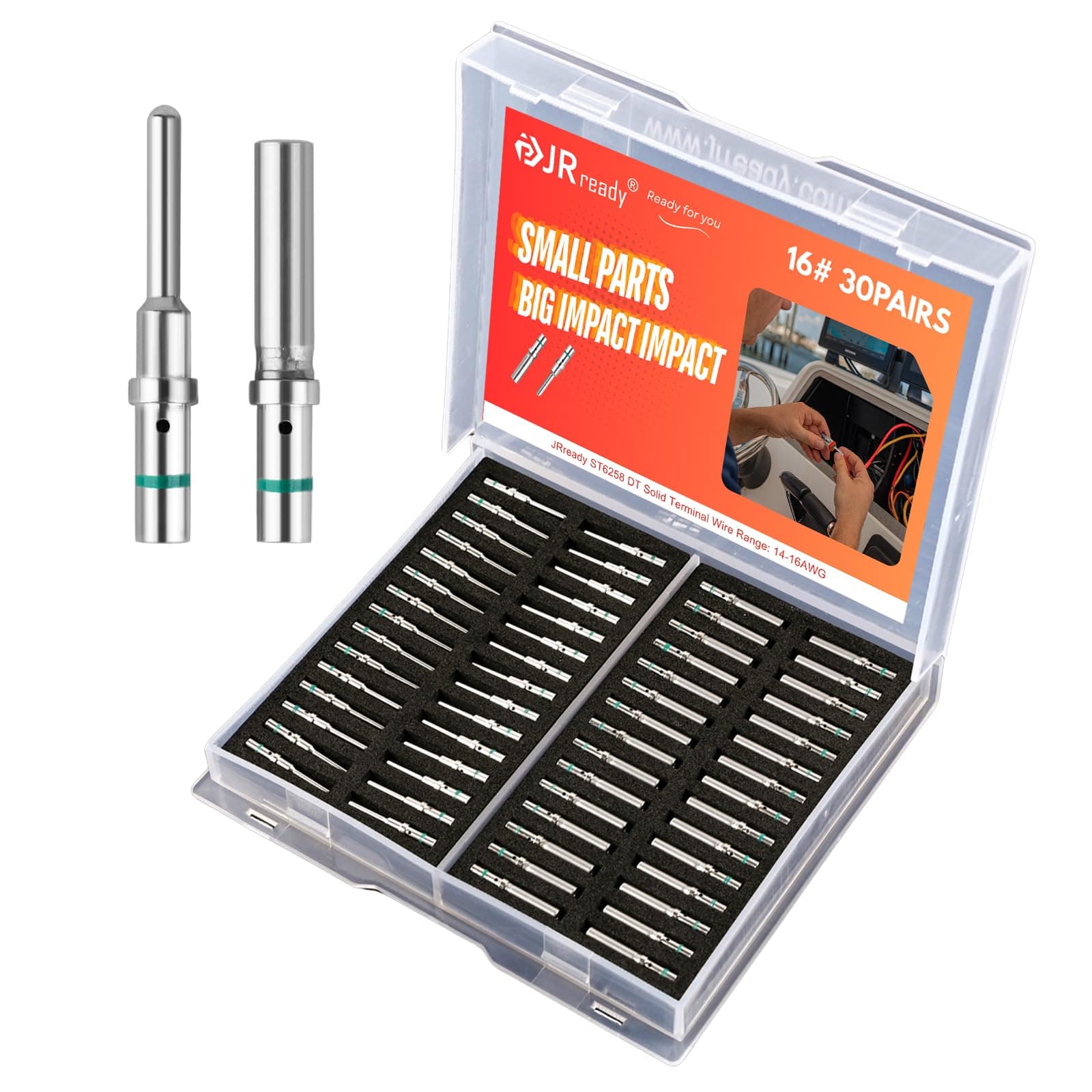 ST6258 DT Connector Solid Contacts Kit Size 16 Terminal KIT 30 PCS Male Pins 0460-215-16141 and 30 PCS Female Sockets 0462-209-16141 for 14-16 awg Wire Size