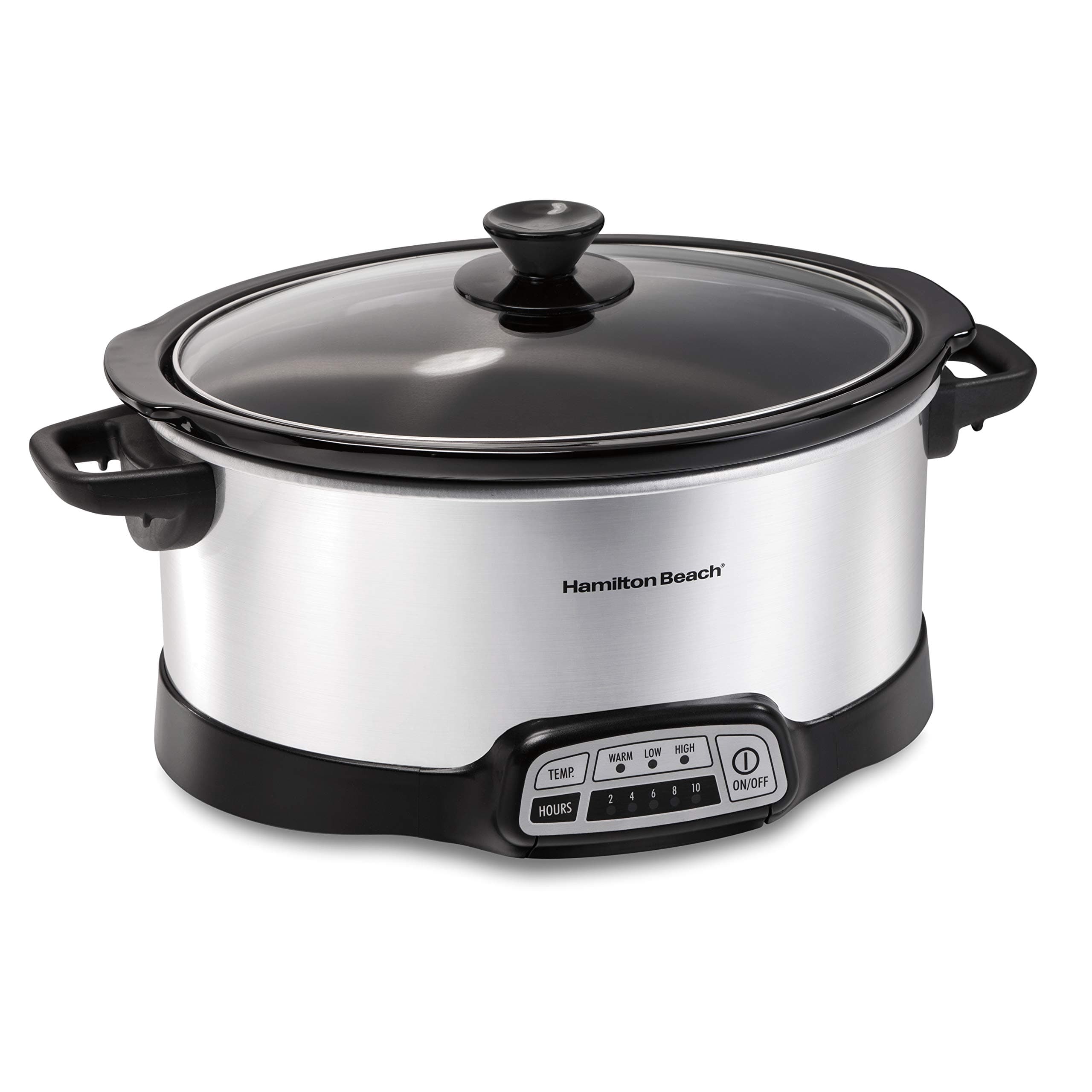 7 Quart Programmable Slow Cooker With Flexible Easy Programming, 5 Cooking Times, Dishwasher-Safe Crock & Lid, Silver (33473)