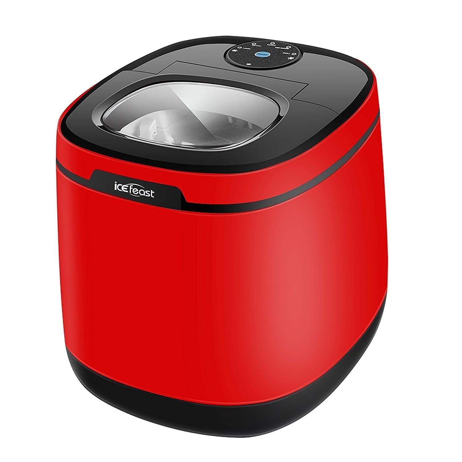 Ice Maker icefeast counter top ice Machine with High Efficiency Low Noise Low Energy 2 Cube Sizes 54 pounds Ice Per Day No Plumbing New Portable Easy to clean US Standard Plug110V/60Hz(Red)